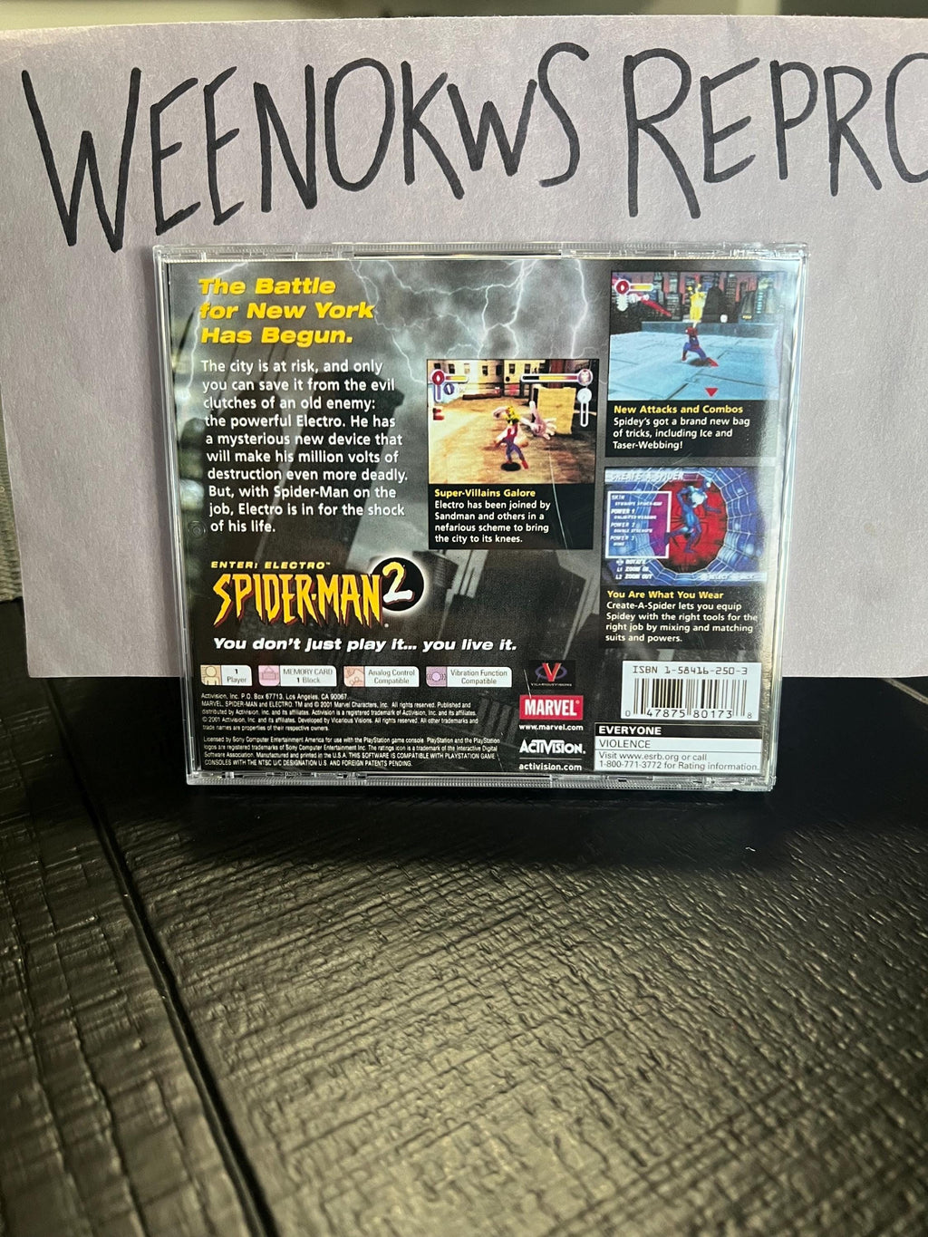Spiderman 2 Enter Electro REPLACMENT CASE No Disc ps1