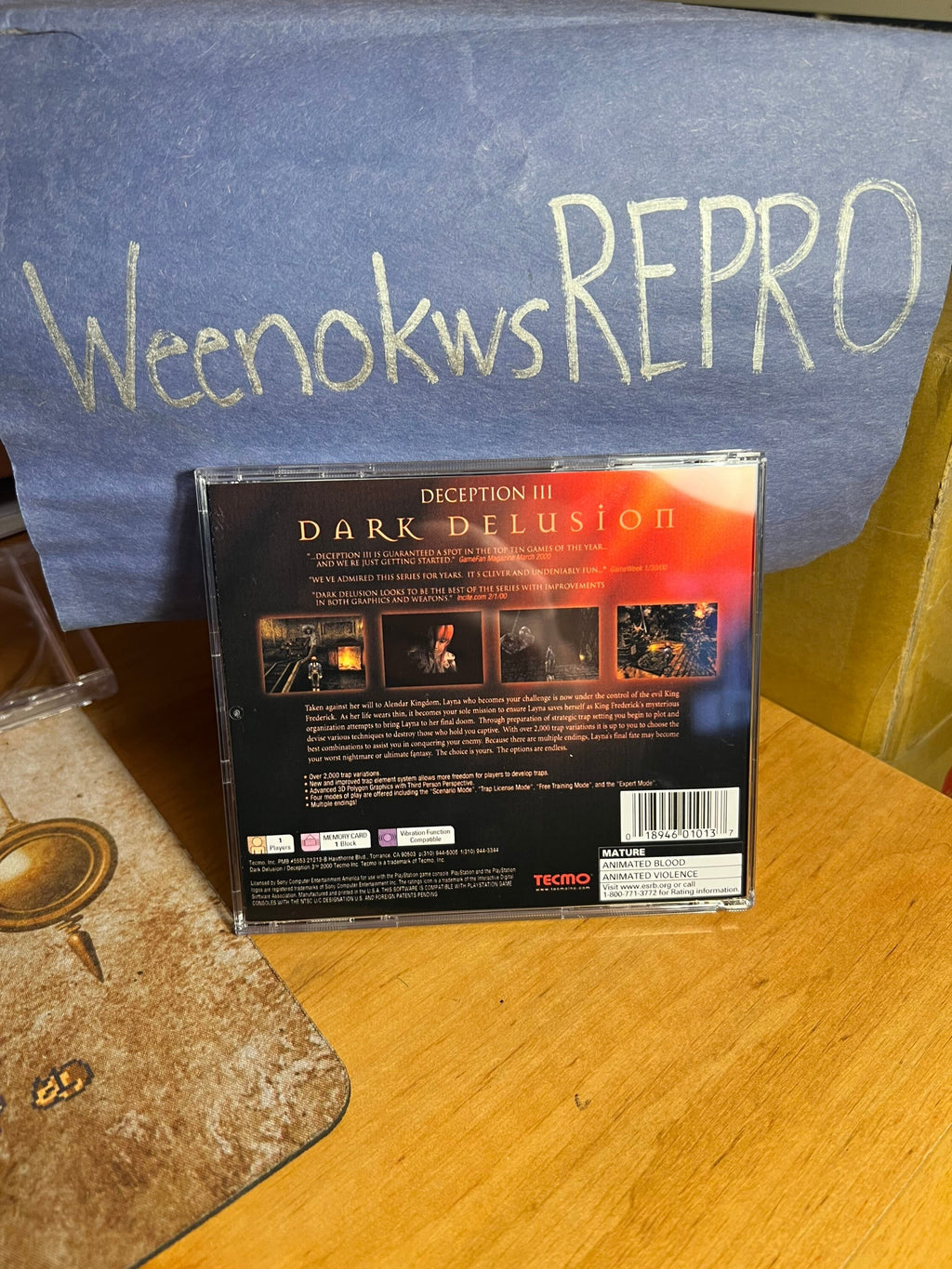 Deception III 3 Dark Delusion REPLACEMENT CASE No Disc! Ps1
