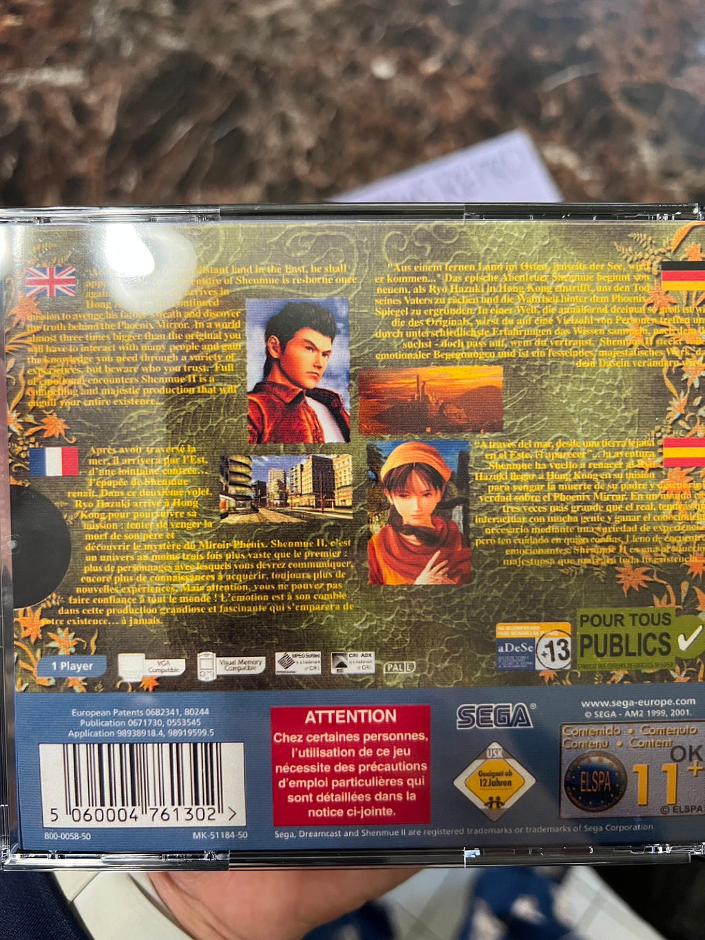 Shenmue 2 II  Dreamcast REPRODUCTION CASE Only No Disc! Multi Disc Thick Case