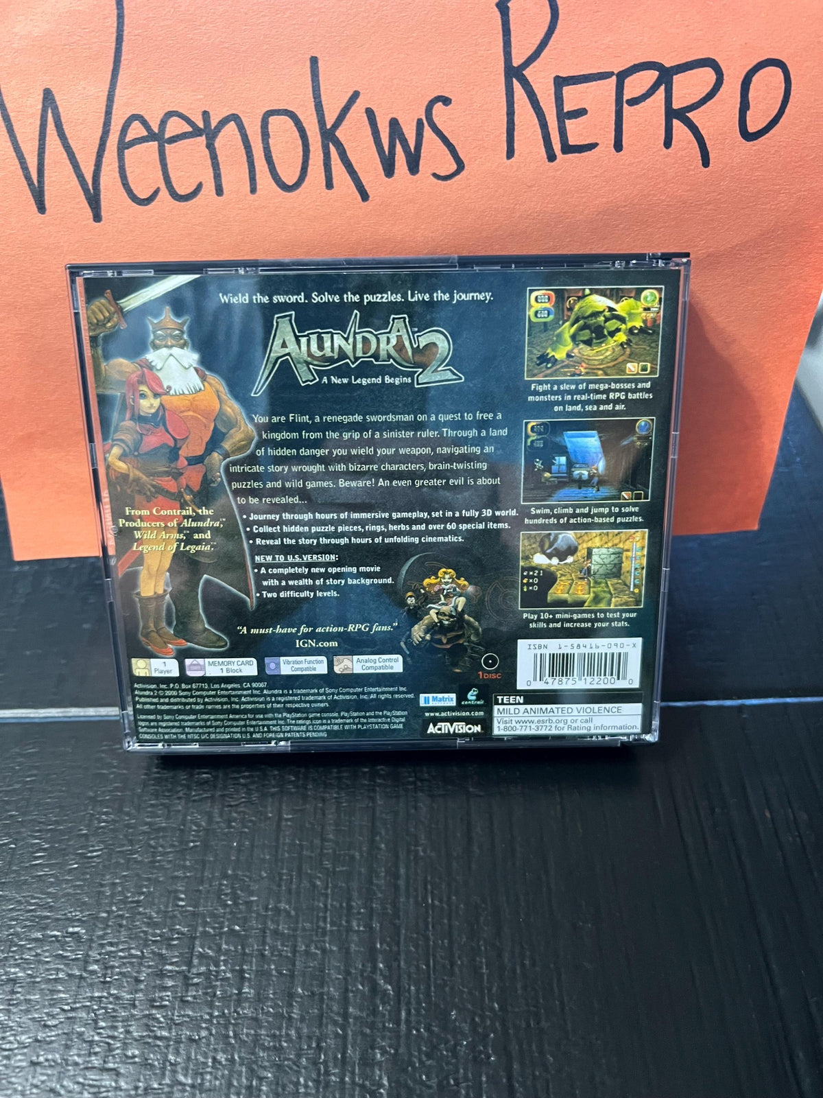 Alundra 2 REPLACMENT CASE No Disc ps1 THICK