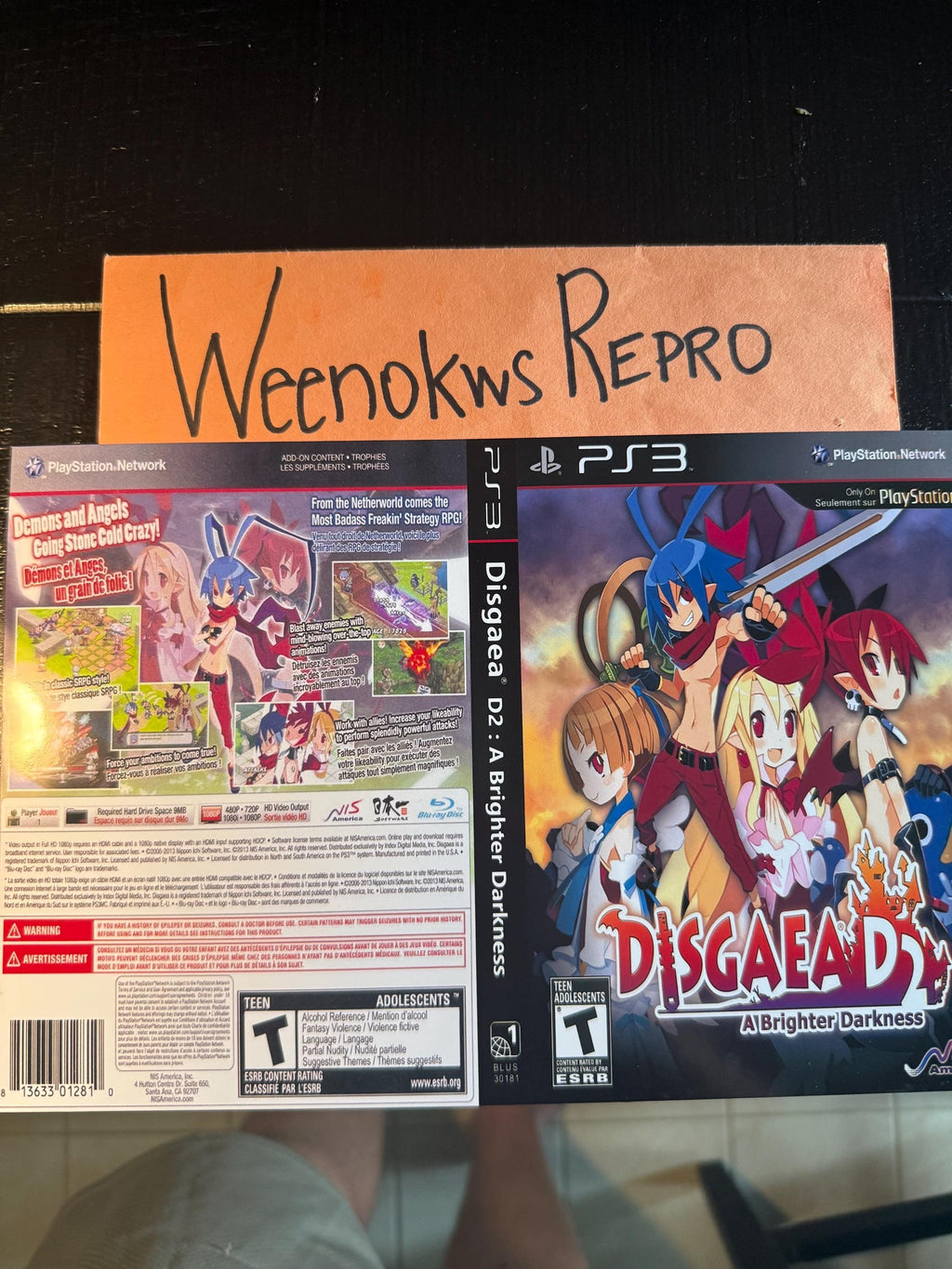 Disgaea D2 A Britghter Darkness REPLACEMENT Artwork Only No Case! Ps3