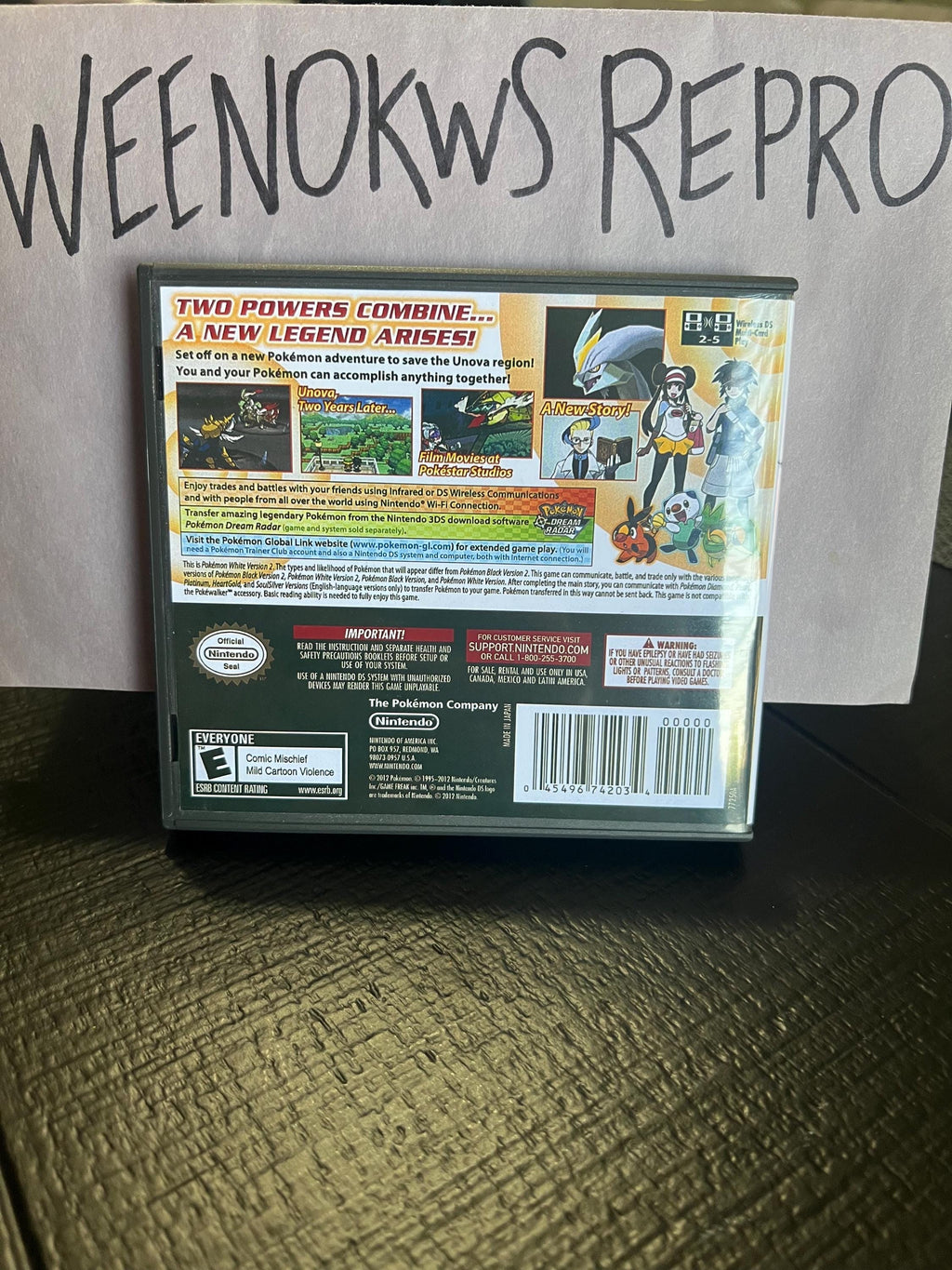 Pokémon Pokemon White Version 2 REPLACEMENT CASE No Game! Nintendo Ds