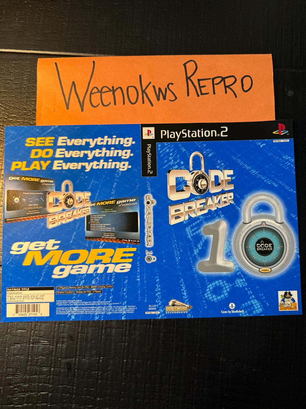 Code Breaker REPLACEMENT Art Only No Disc No Case ps2
