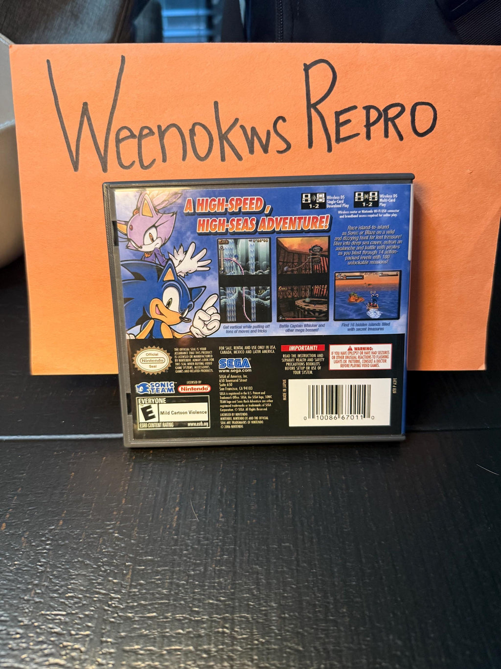 Sonic Rush Adventure REPLACEMENT CASE No Game! Nintendo DS