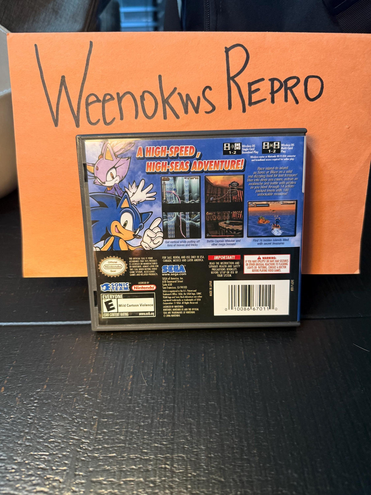 Sonic Rush Adventure REPLACEMENT CASE No Game! Nintendo DS