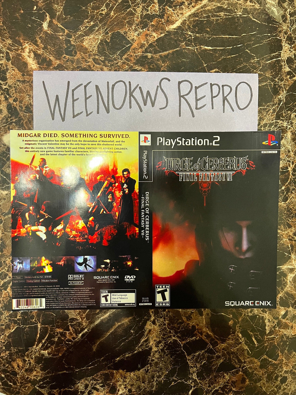 Dirge of Cerberus Final Fantasy VII REPLACEMENT Art only No Case!! Ps2