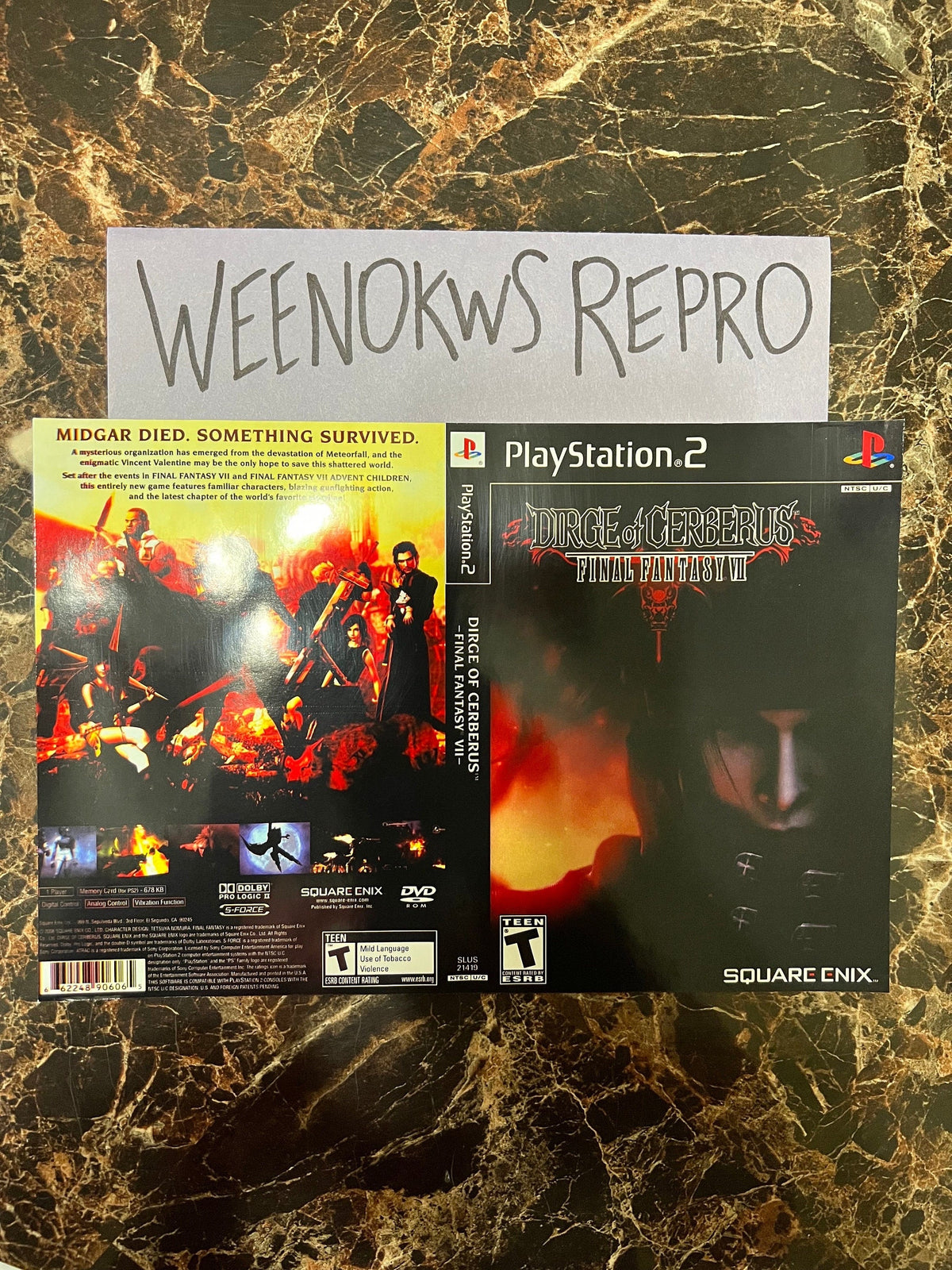 Dirge of Cerberus Final Fantasy VII REPLACEMENT Art only No Case!! Ps2