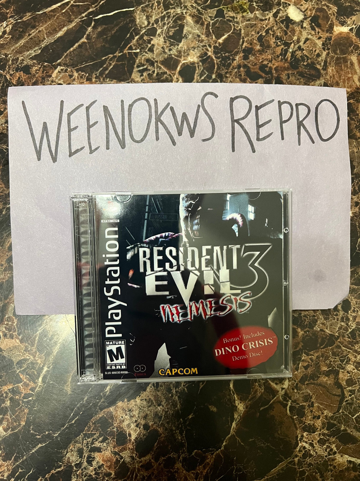 Resident evil 3 nemesis REPLACMENT CASE No Disc ps1 Double disc case Demo ART version