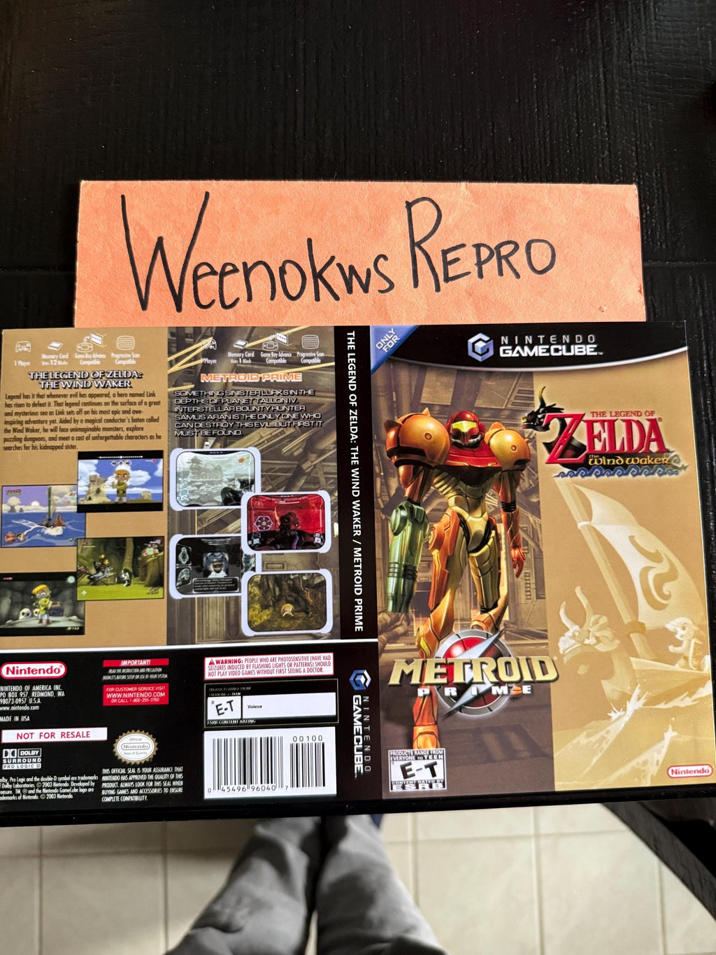 The Legend of Zelda Windwaker and Metroid Prime REPLACEMENT Art Only No Case! GameCube