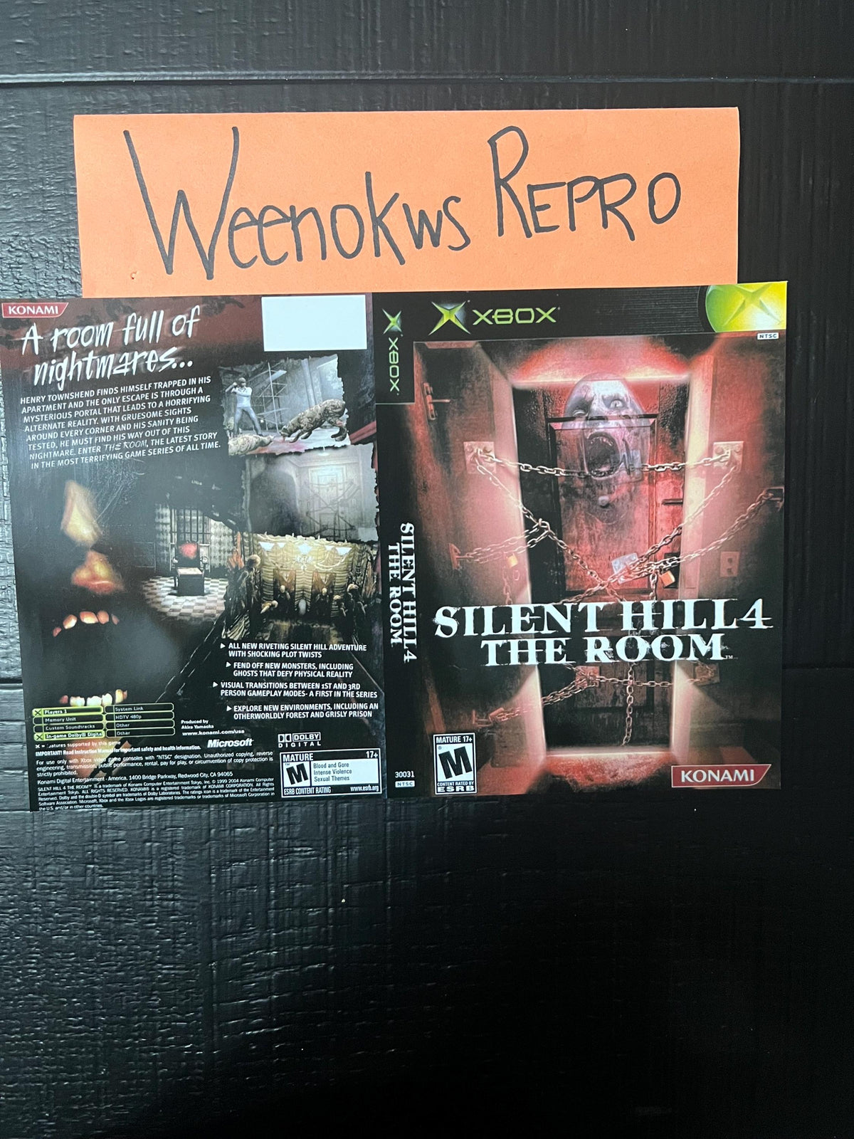 Silent Hill 4 The Room REPLACEMENT ART ONLY No Case! Xbox