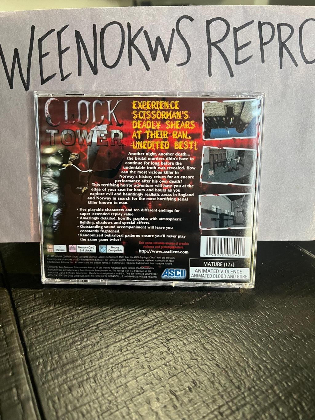 Clock Tower REPLACMENT CASE No Disc!! Ps1