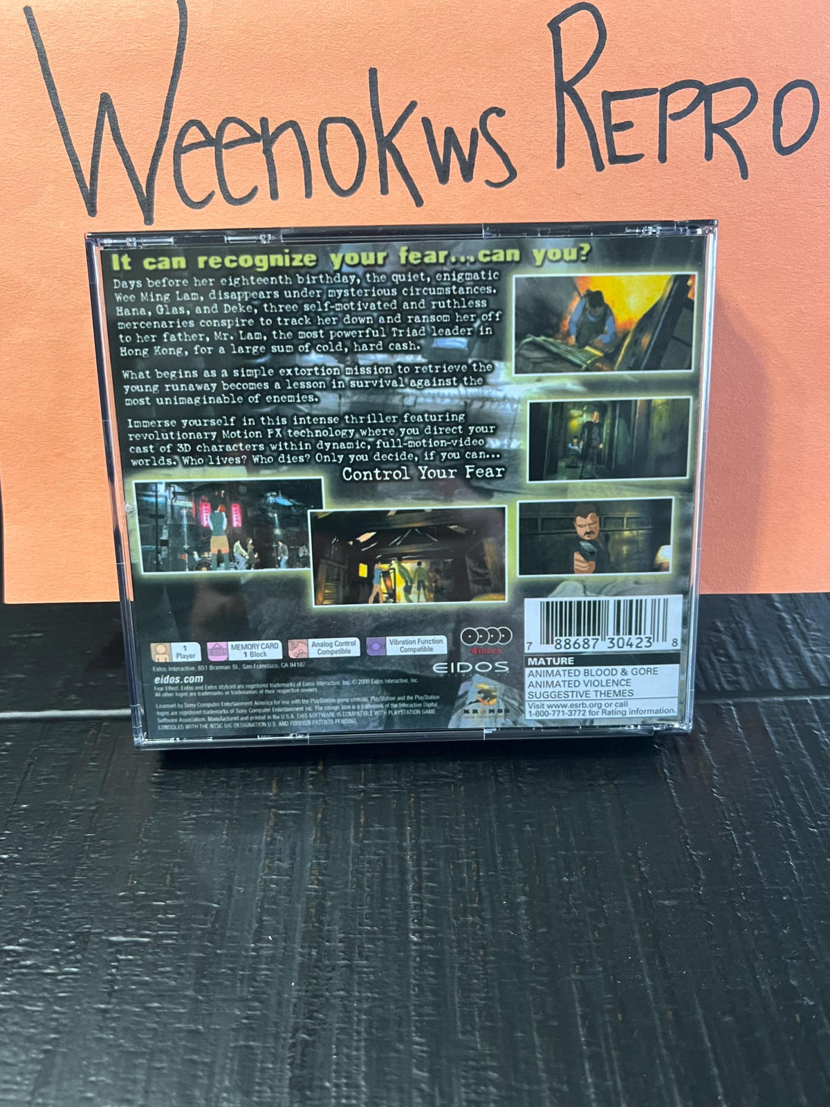 Fear effect 1 REPLACMENT CASE No Disc ps1
