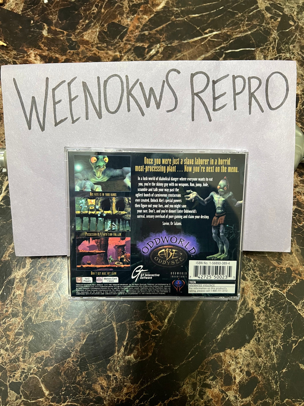 Oddworld Abe’s Odyssey ps1 REPLACMENT CASE Only No Disc