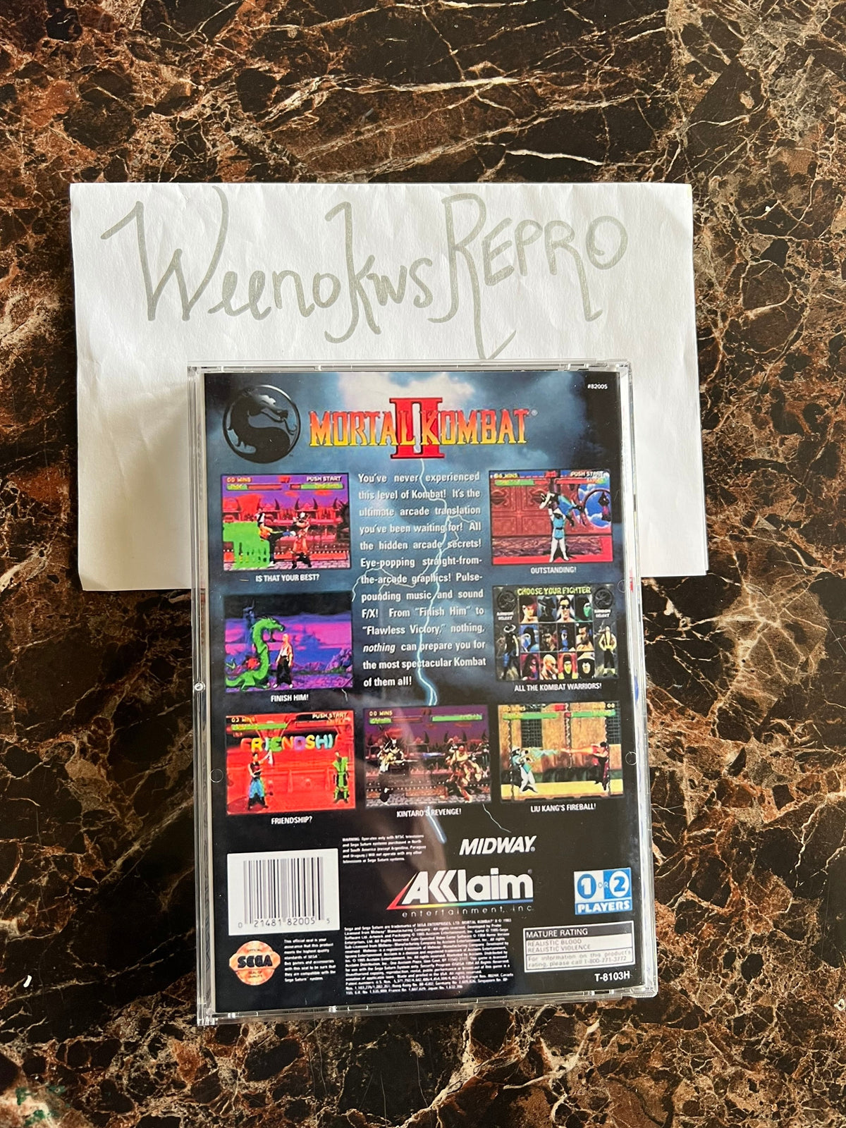 Mortal Kombat 2 II REPLACEMENT CASE No Disc! Sega Saturn