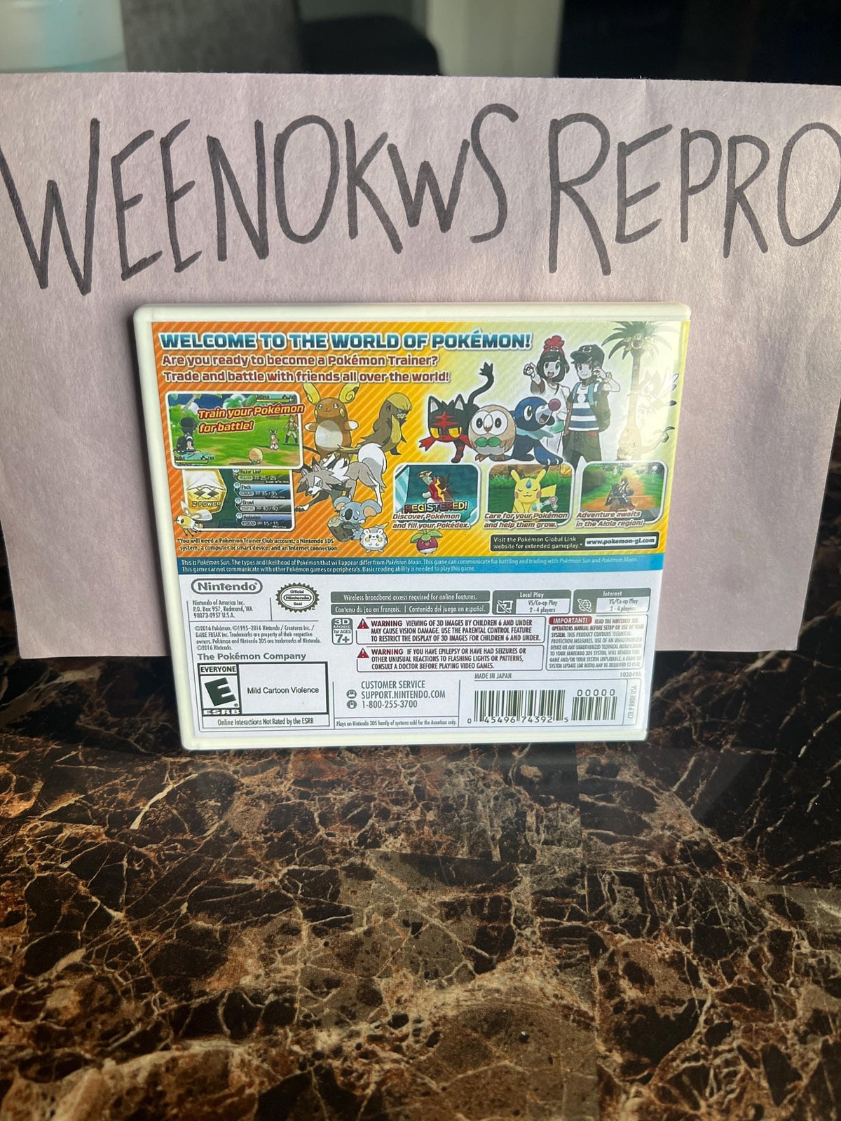 Pokemon Sun Pokémon REPLACEMENT CASE No Game! Nintendo 3ds