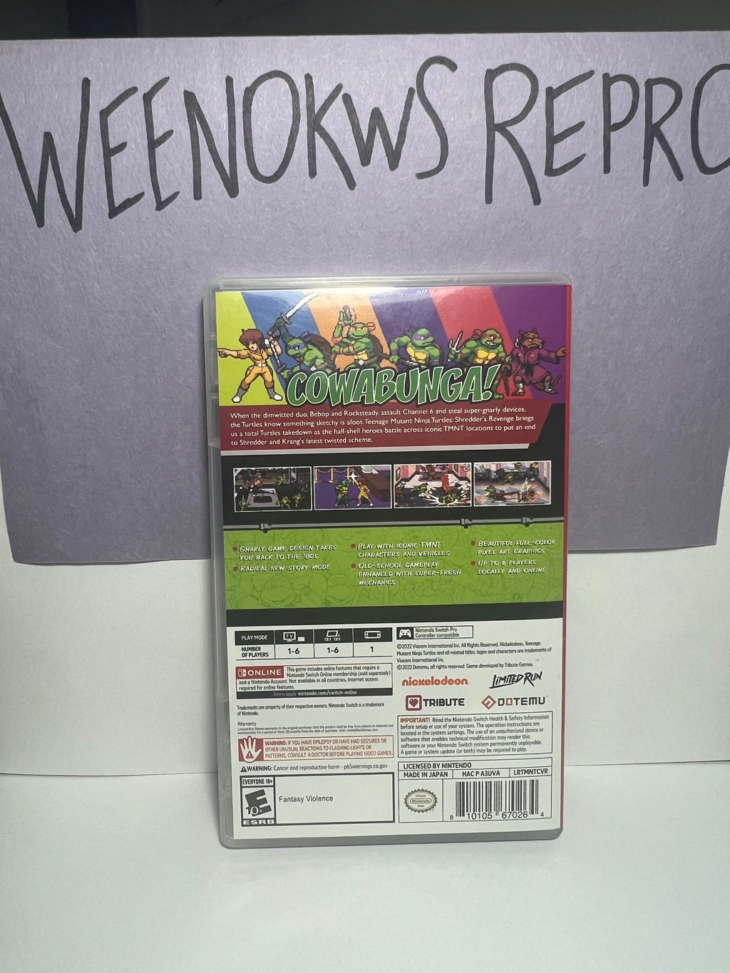 Teenage Mutant Ninja Turtles Shredder’s Revenge REPLACEMENT CASE No Game! Nintendo Switch