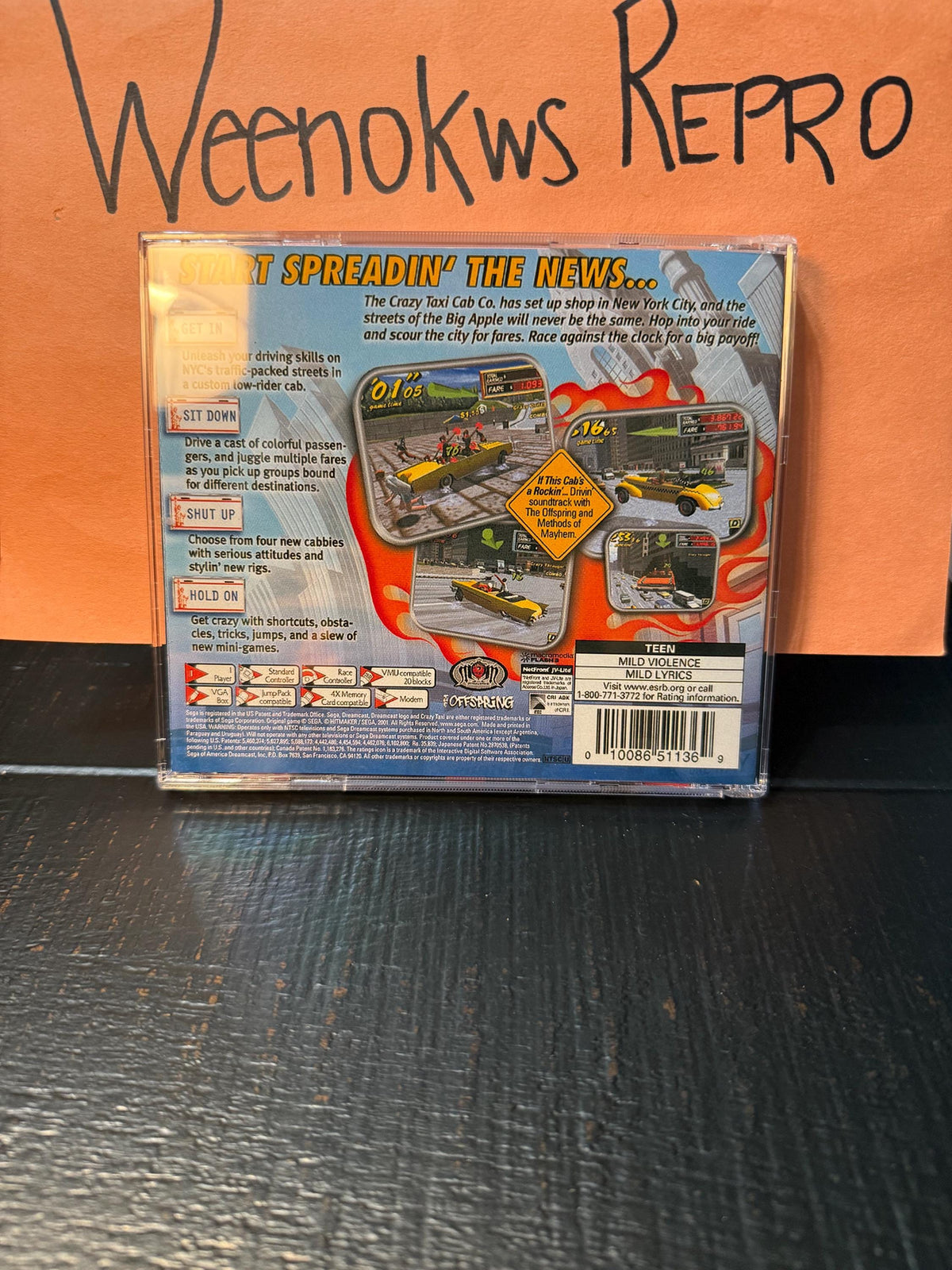 Crazy Taxi 2 REPRODUCTION Case No Game Dreamcast