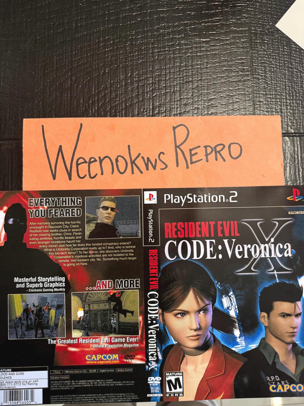 Resident Evil Code Veronica X REPLACEMENT Art Only No Case! No Disc Ps2