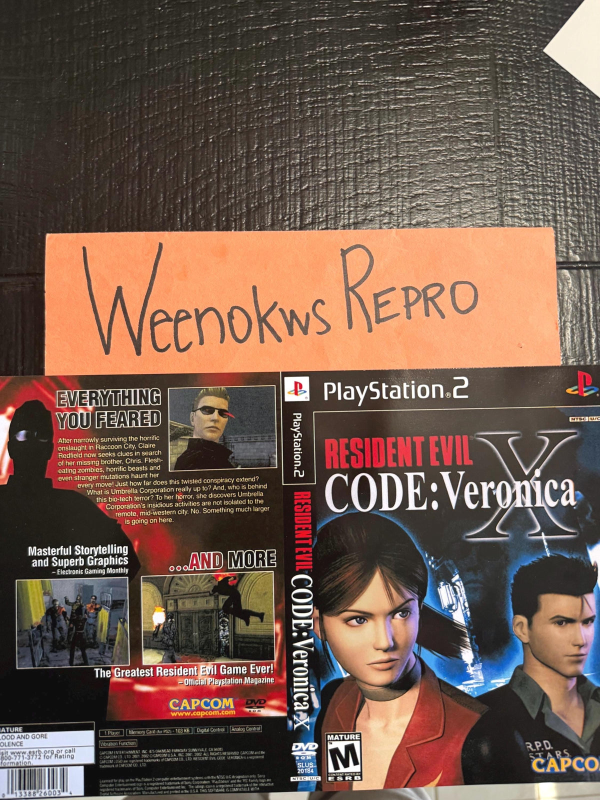 Resident Evil Code Veronica X REPLACEMENT Art Only No Case! No Disc Ps2