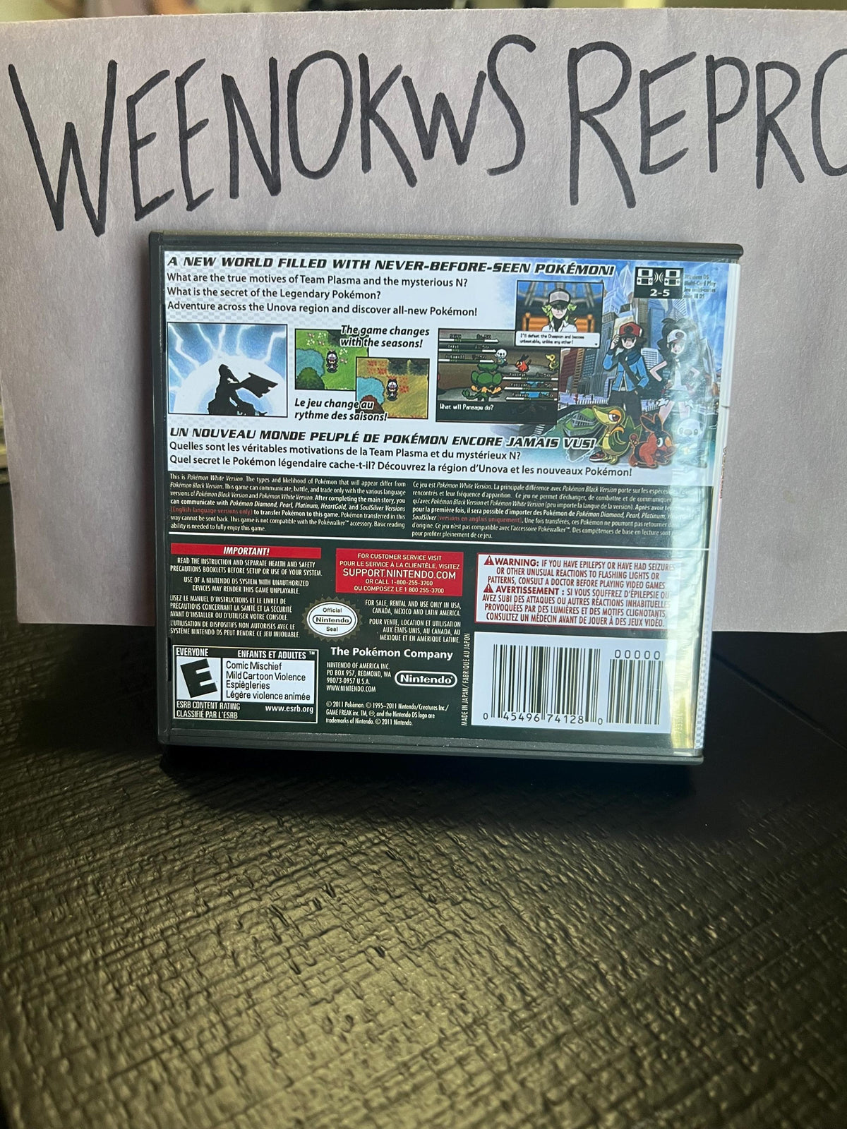 Pokémon Pokemon White Version REPLACEMENT CASE No Game! Nintendo Ds