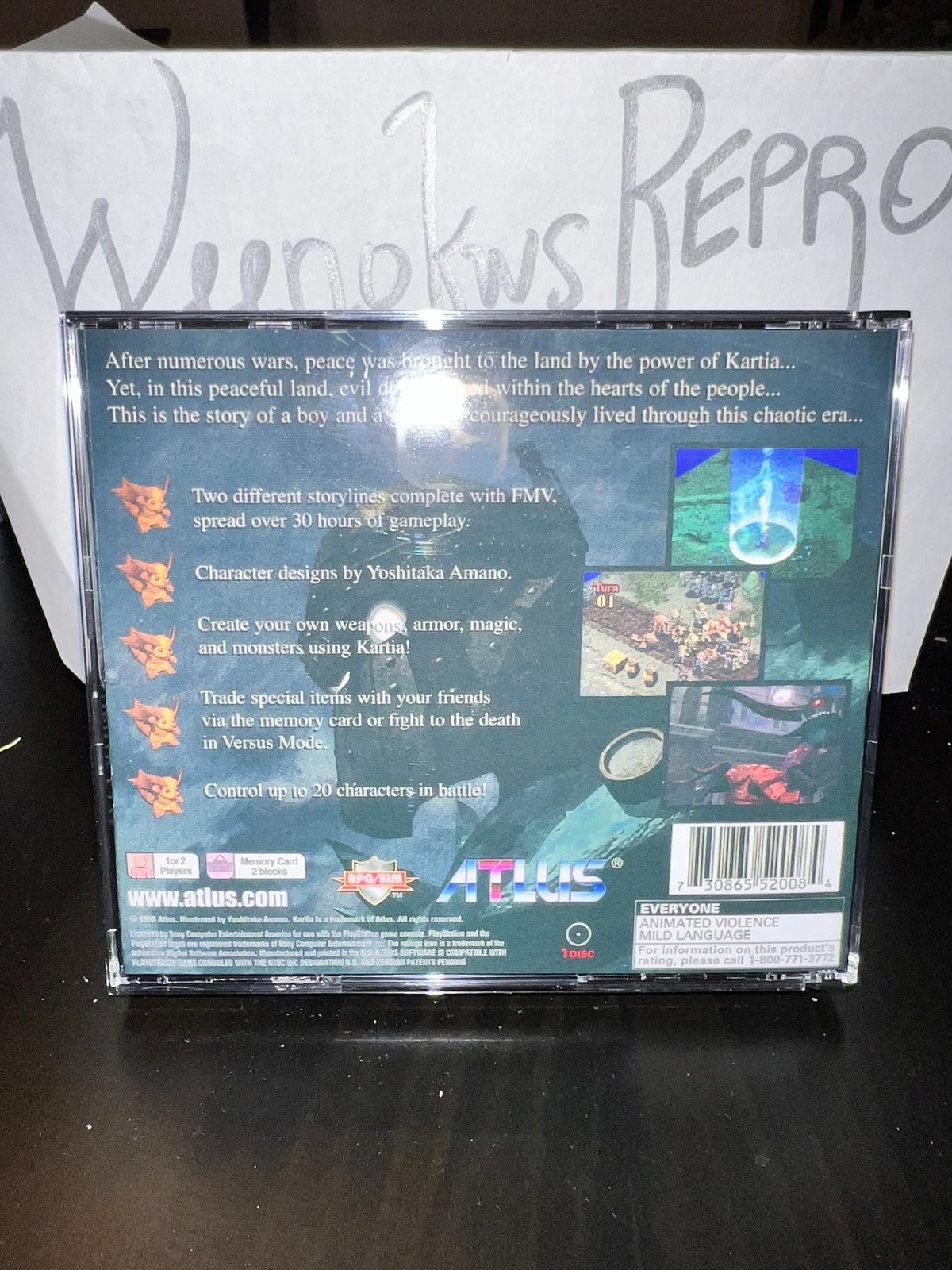 Kartia The World Of Fate REPLACMENT CASE No Disc! Ps1
