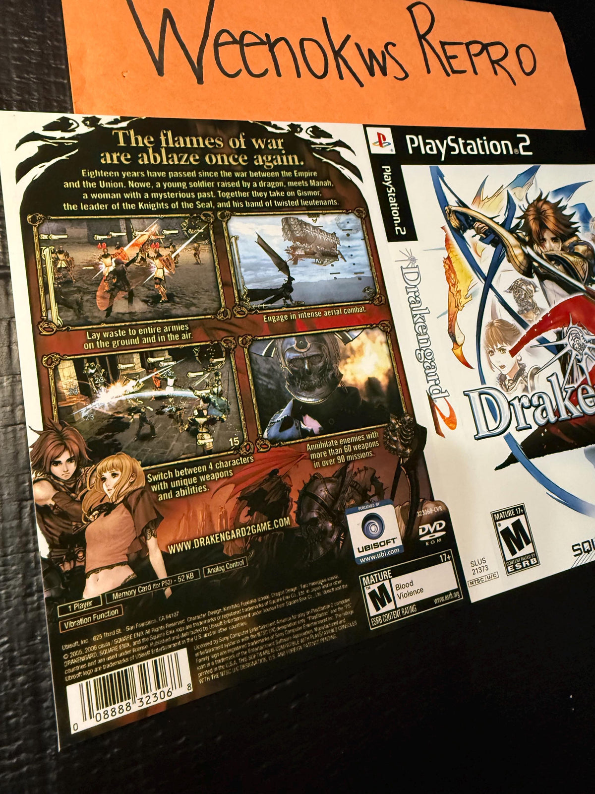 Drakengard 2 REPLACEMENT Art Only! No Disc No Case Ps2