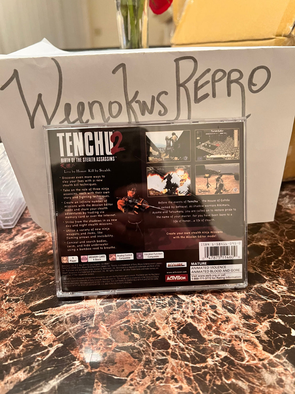 Tenchu 2 Birth of the Stealth Assassins REPLACEMENT CASE No Disc! Ps1