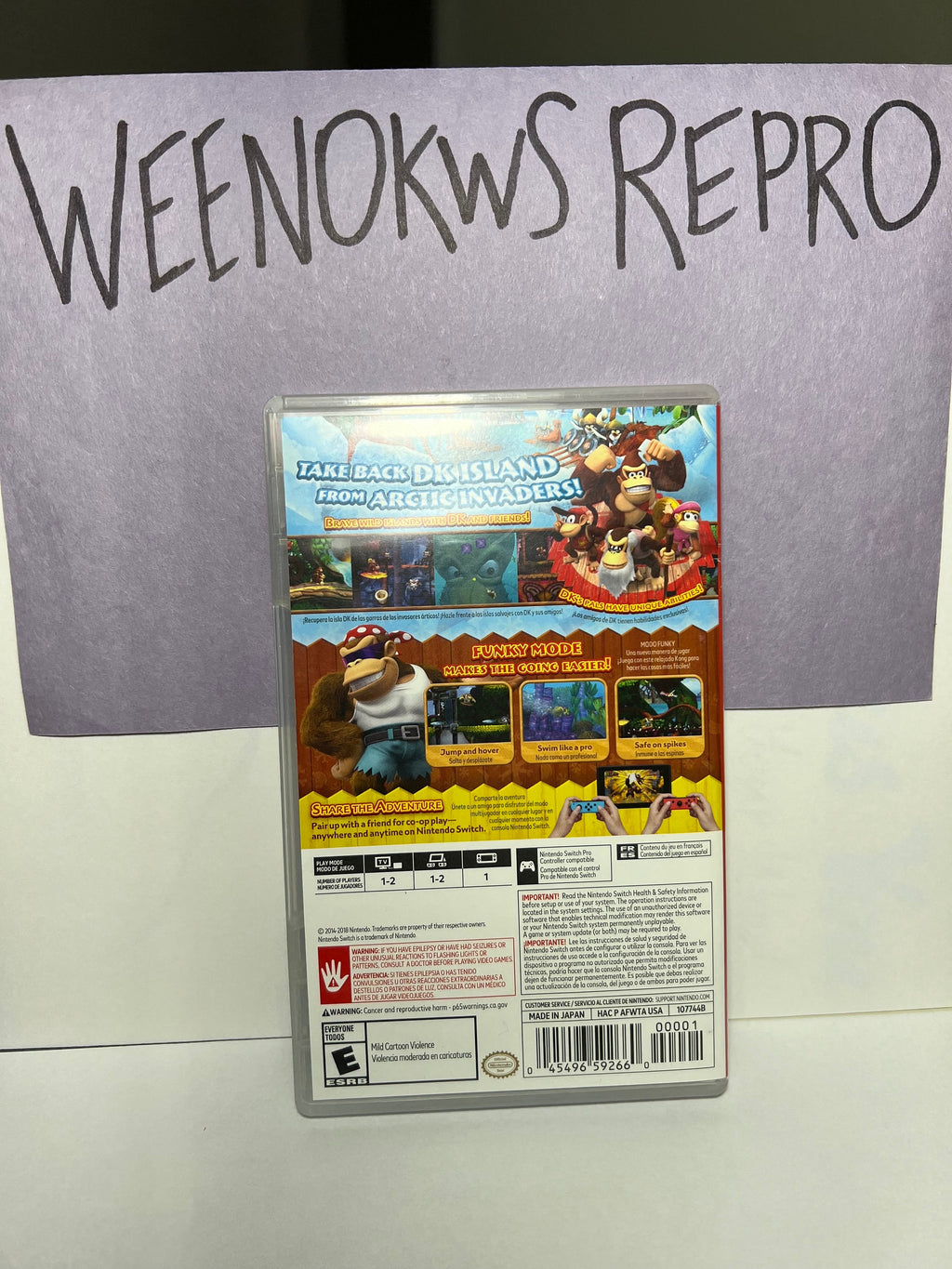 Donkey Kong Country Tropical Freeze REPLACEMENT CASE No Game! Nintendo Switch