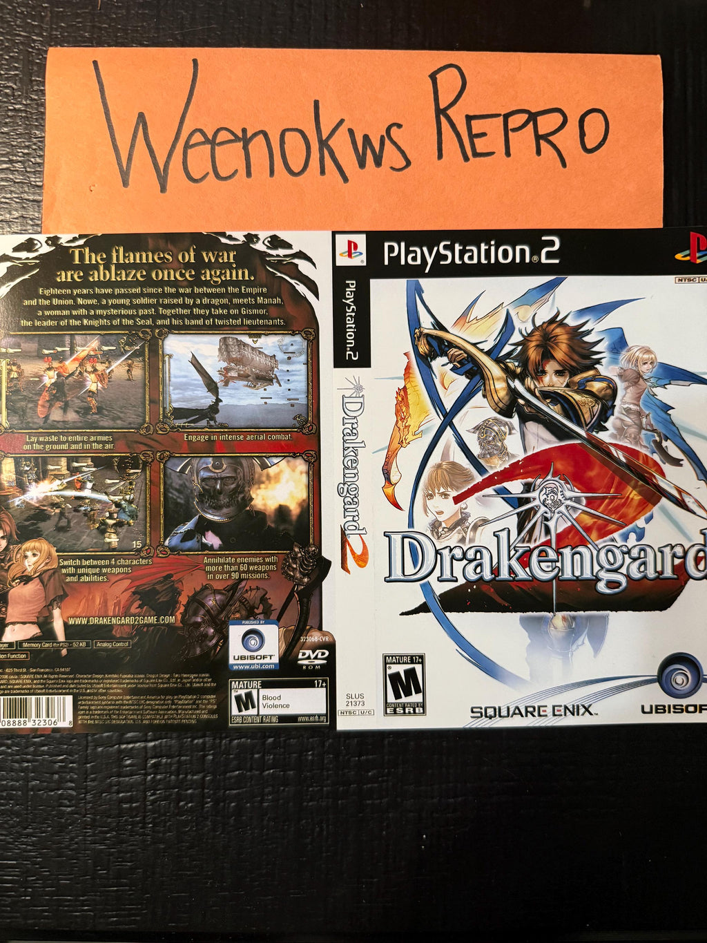 Drakengard 2 REPLACEMENT Art Only! No Disc No Case Ps2