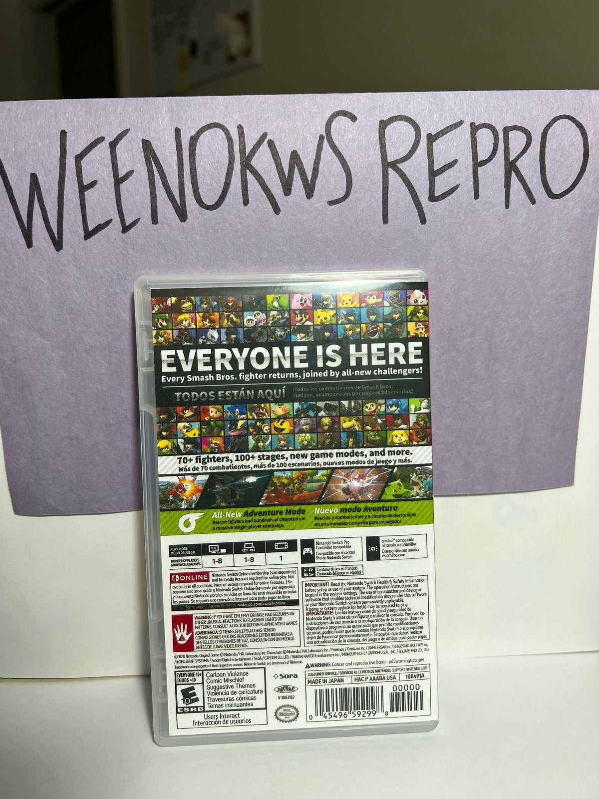Super Smash Bros Ultimate REPLACEMENT CASE No Game! Nintendo Switch
