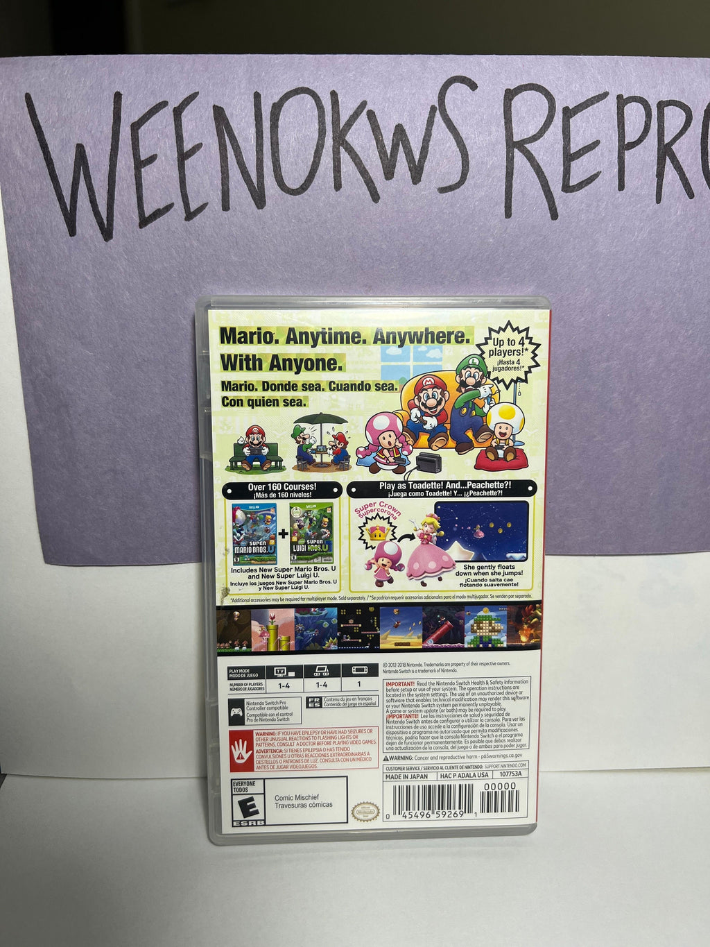 New Super Mario Bros. U Deluxe REPLACEMENT CASE No Game! Nintendo Switch