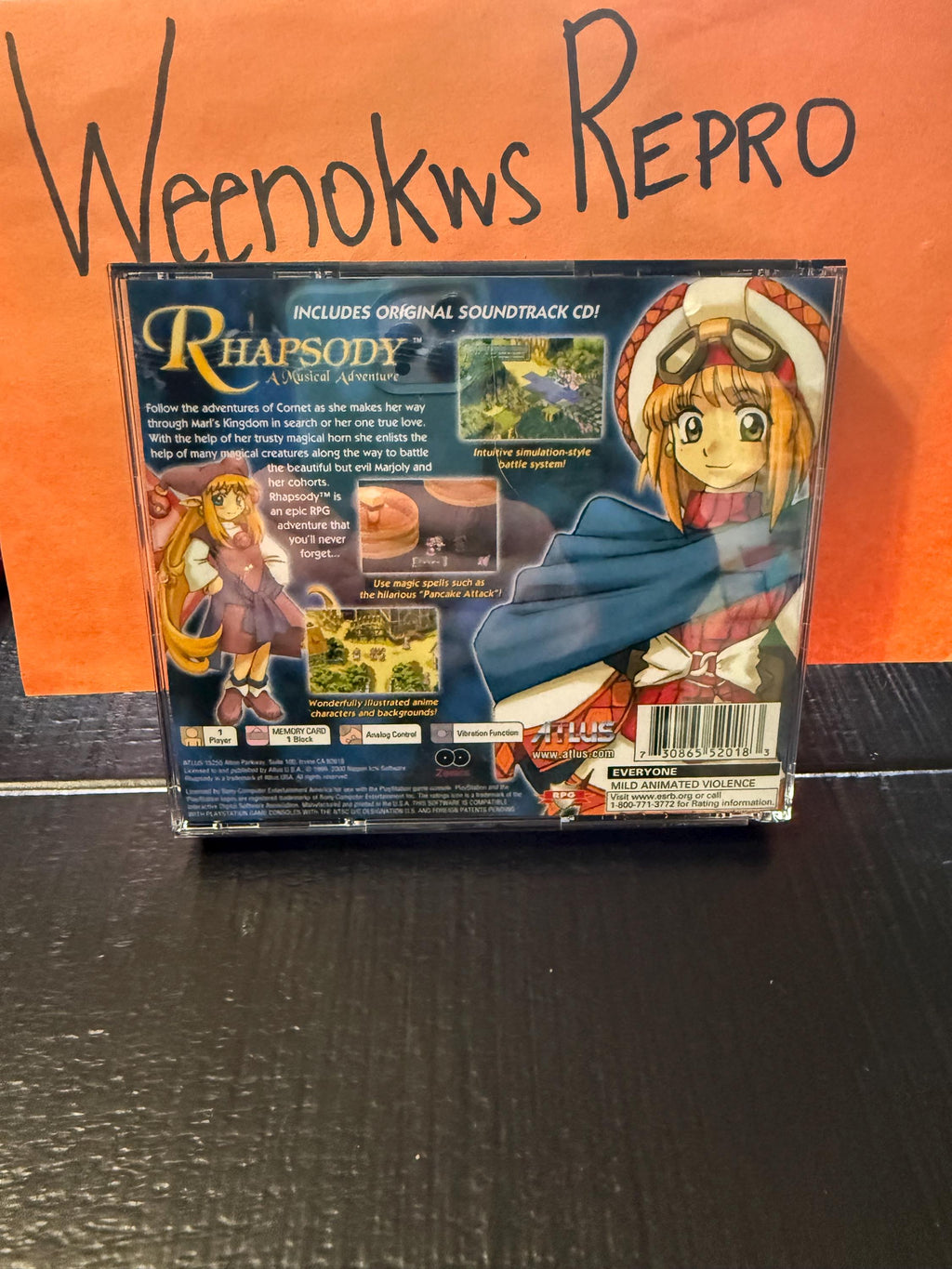 Rhapsody A Musical Adventure REPLACMENT CASE No Disc ps1
