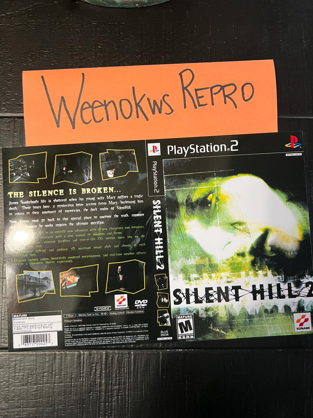 Silent Hill 2 REPLACEMENT Art Only No Disc No Case ps2
