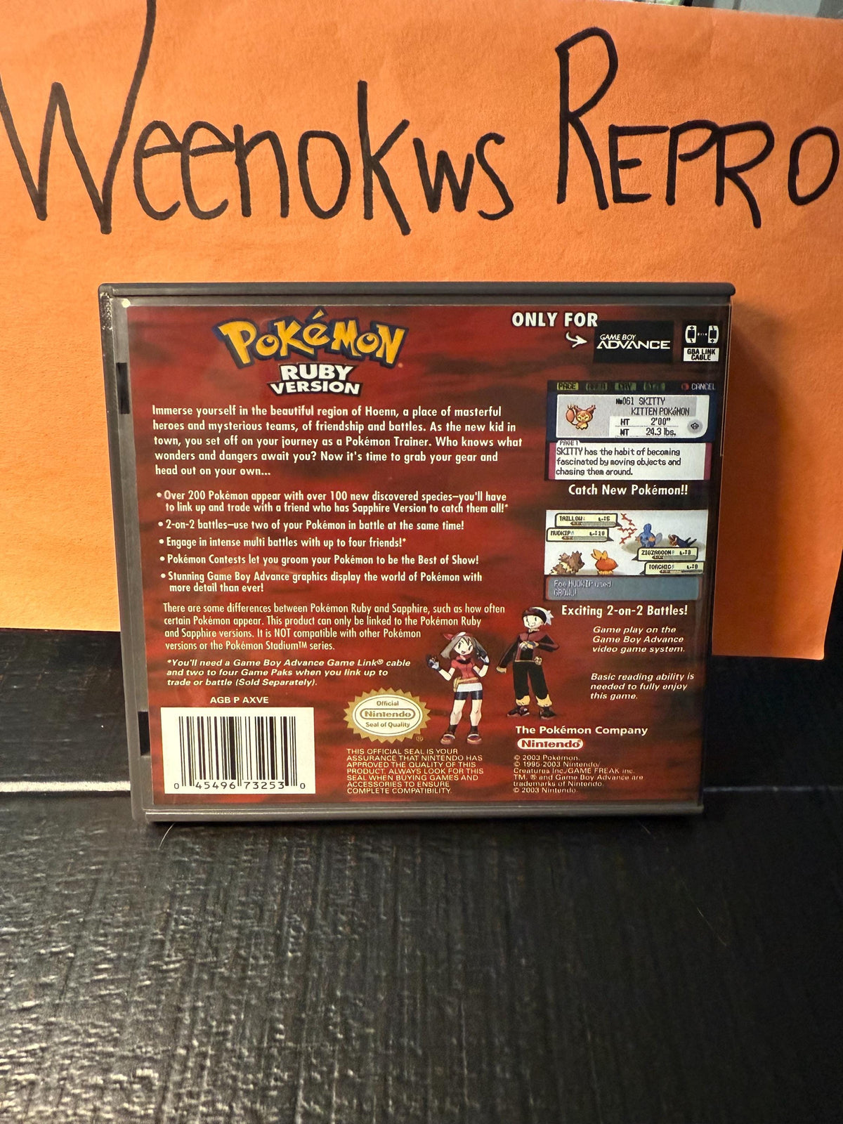 Pokémon Pokemon Ruby version REPLACEMENT CASE No Game! Nintendo Gameboy Advance GBA