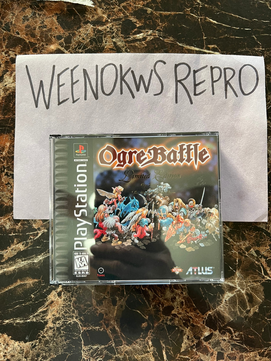 Ogre Battle Limited Edition REPLACMENT CASE No Disc ps1