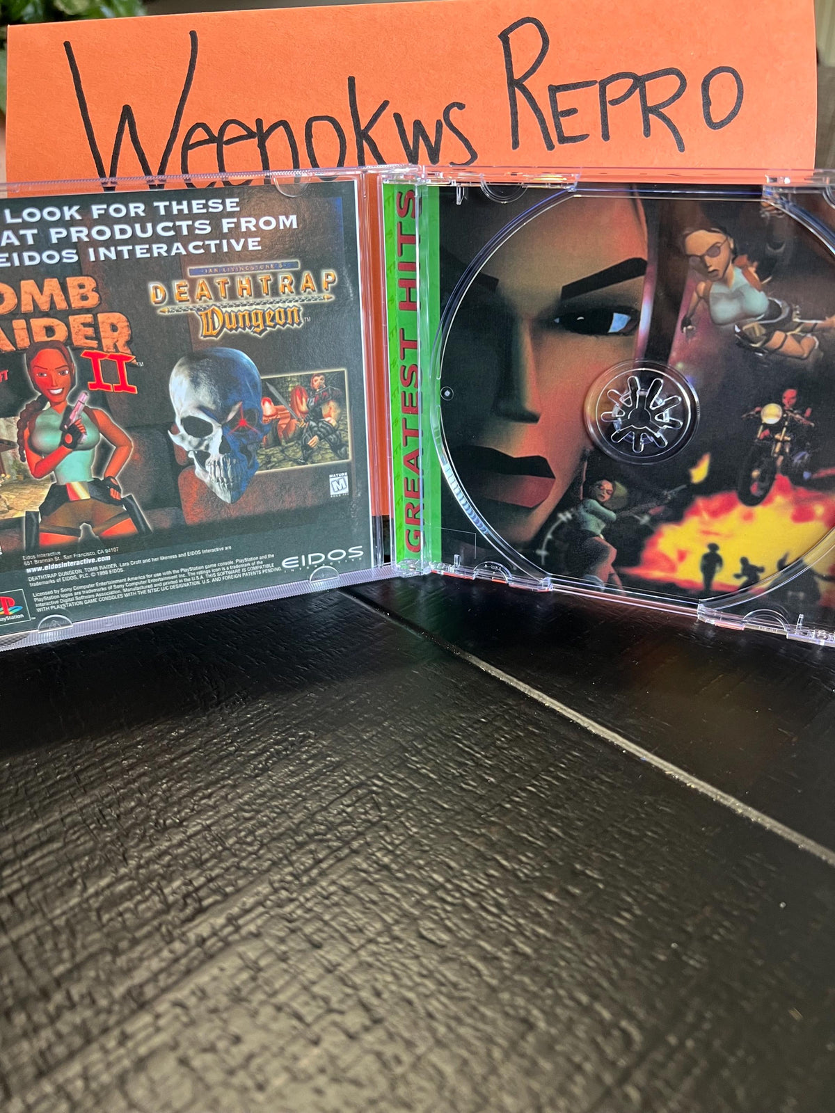 Tomb Raider 1 REPLACMENT CASE No Disc! Ps1 Greatest Hits Version Green Label