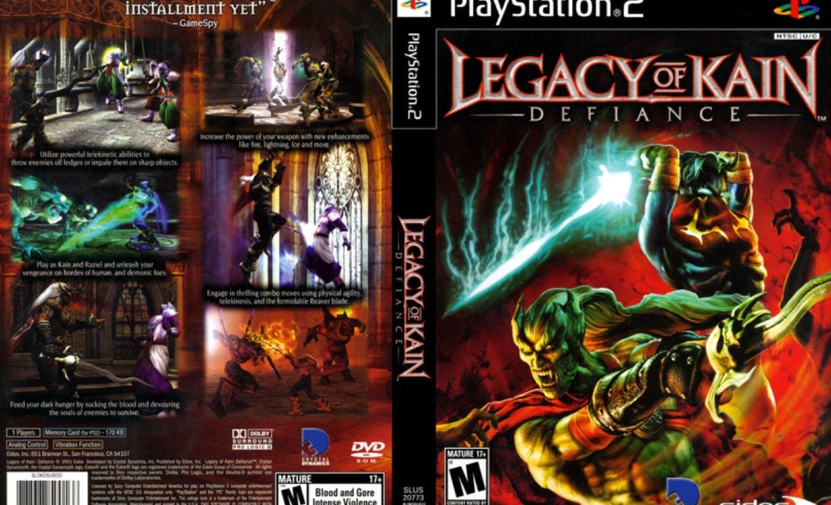 Legacy of Kain Defiance REPLACEMENT Art Only No Disc No Case ps2