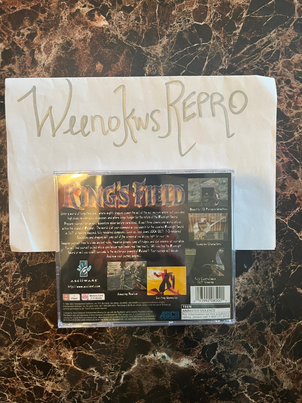 Kings Field 1 REPLACMENT CASE No Disc! Ps1