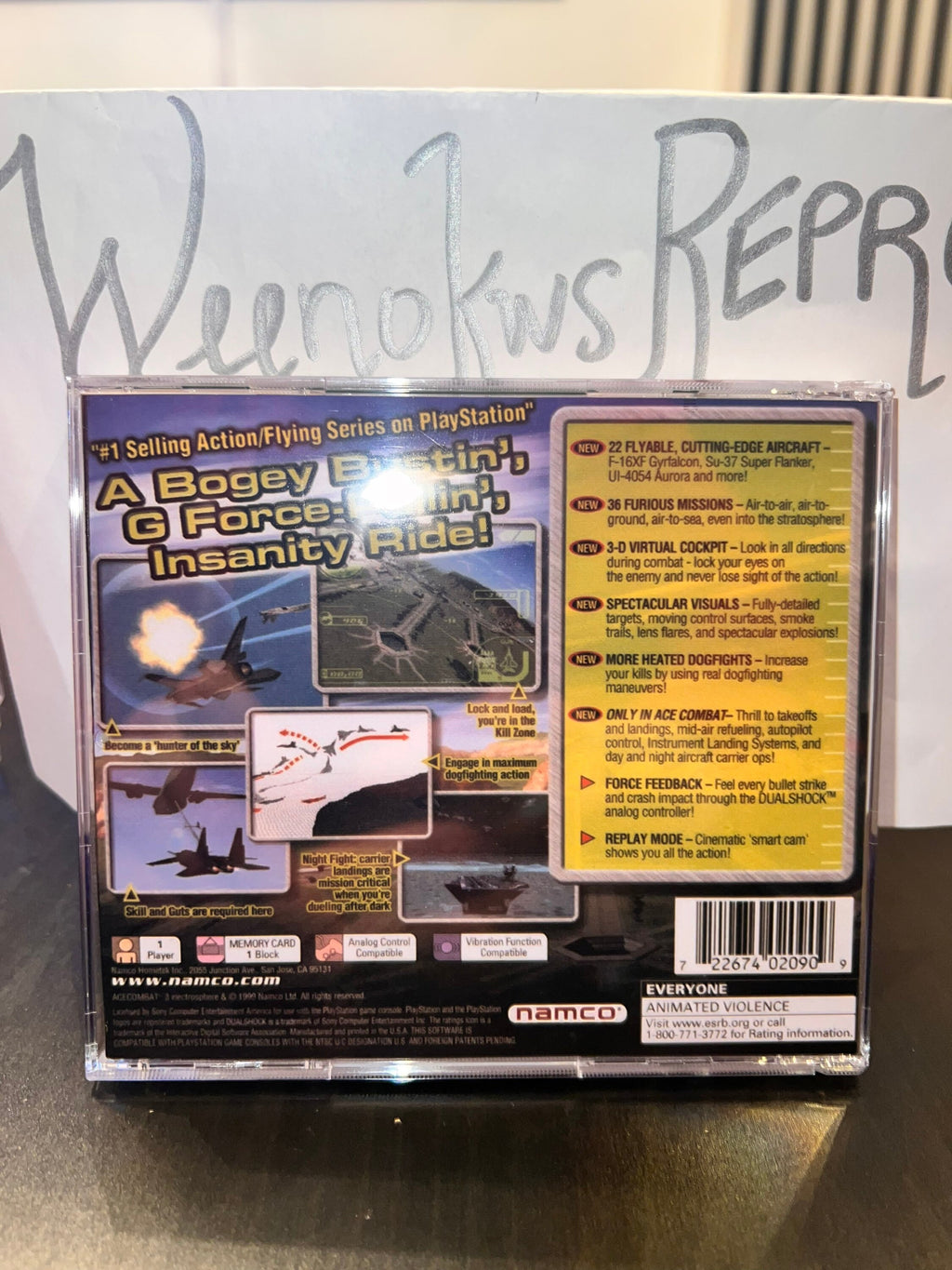 Ace Combat 3 Electrosphere REPLACMENT CASE No Disc! Ps1
