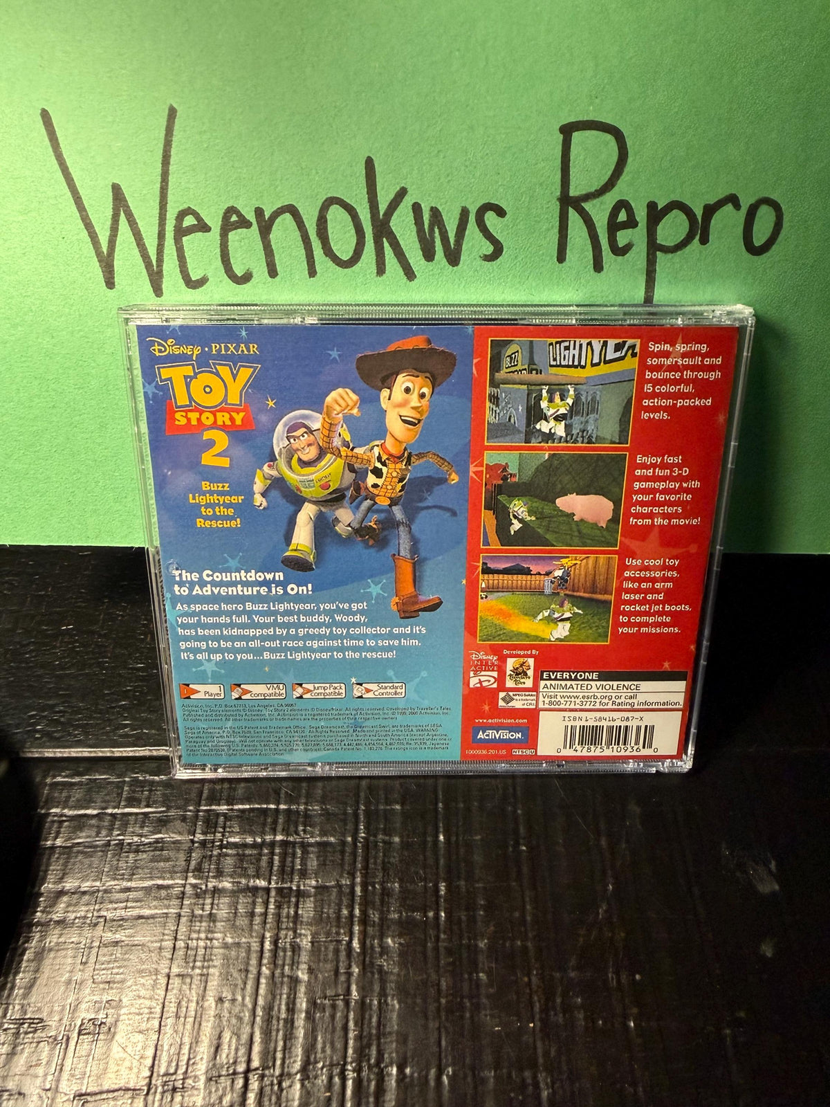Toy Story 2 Buzz Lightyear to the Rescue REPRODUCTION CASE No Disc Dreamcast