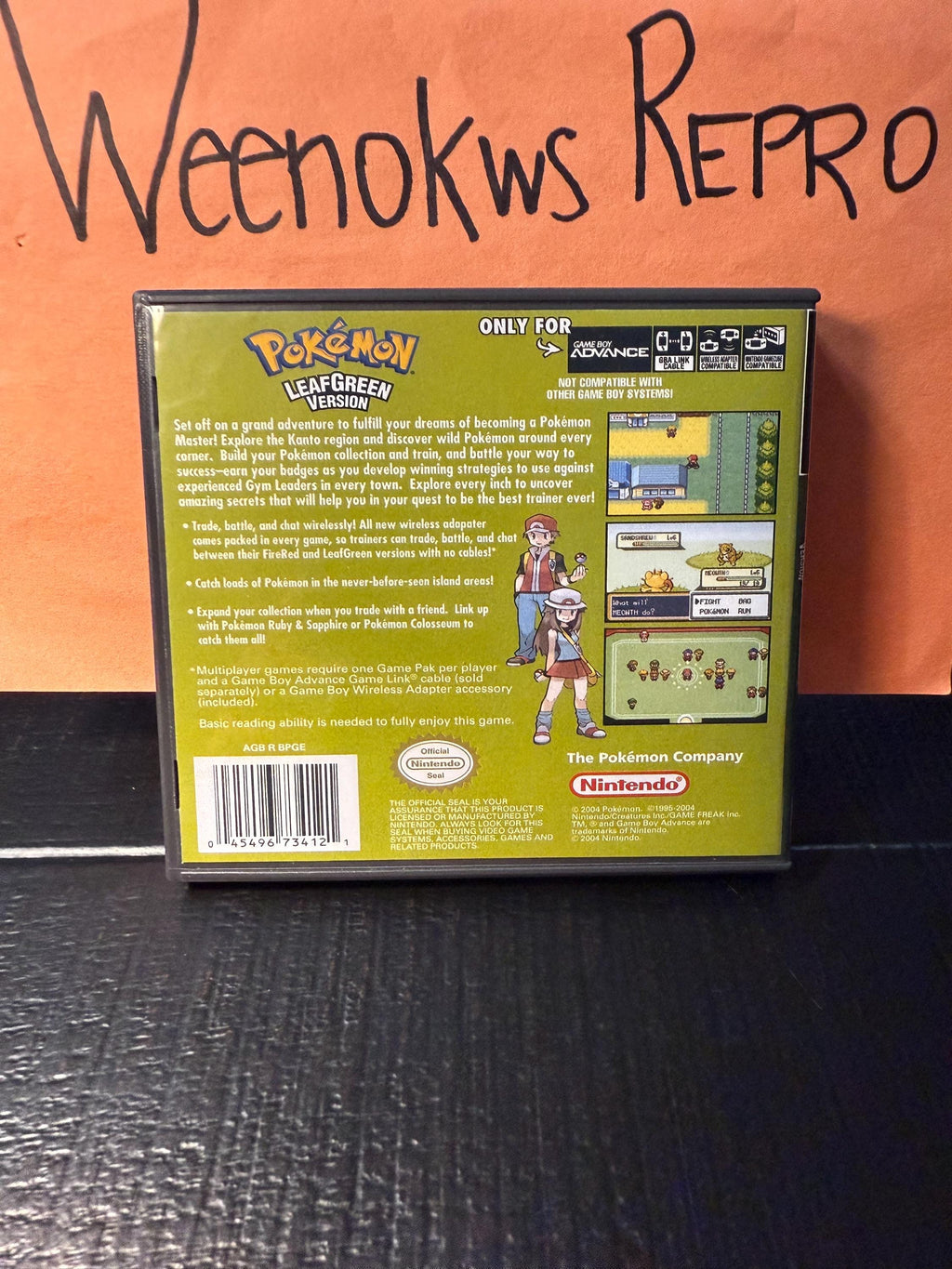 Pokémon Pokemon Leaf Green REPLACEMENT CASE No Game! Nintendo Gameboy Advance GBA