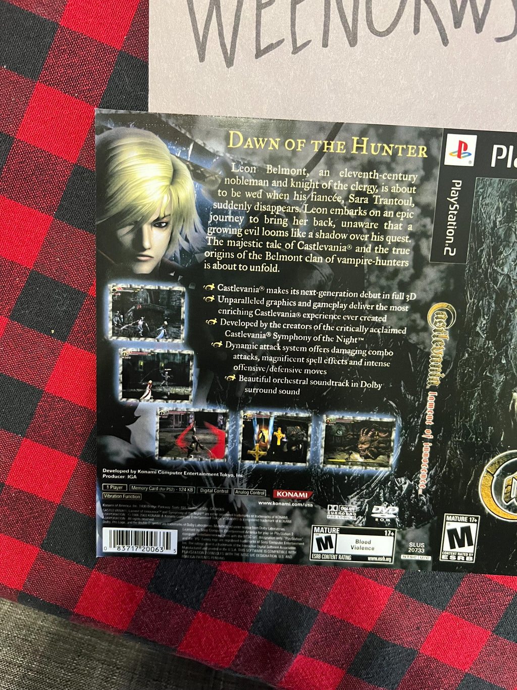 Castlevania Lament of Innocence REPLACEMENT ART Only No Disc No Case Ps2