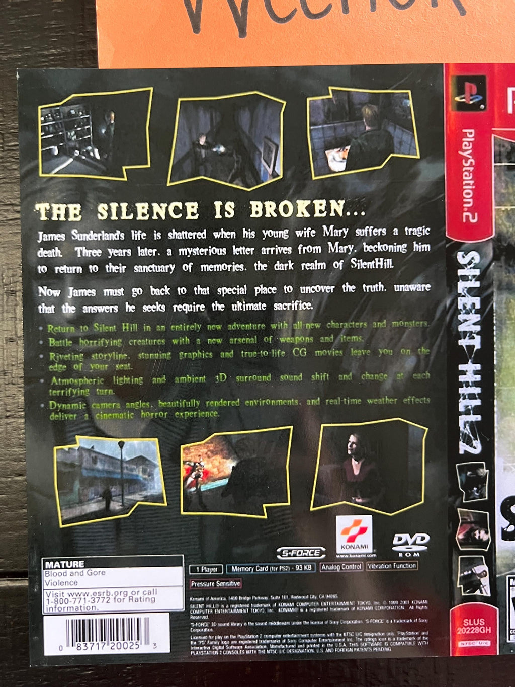 Silent Hill 2 Greatest Hits REPLACEMENT Art Only No Disc No Case ps2
