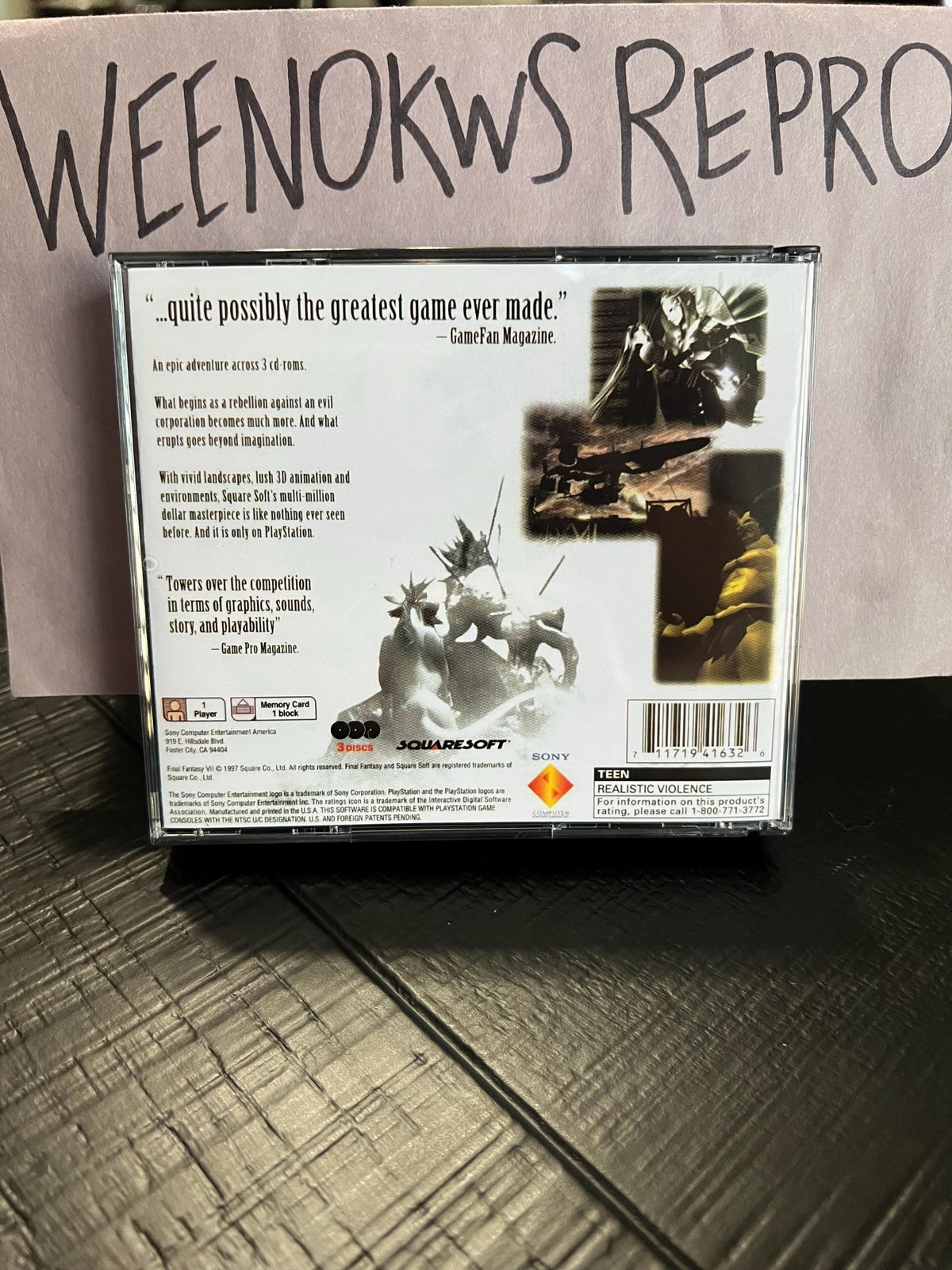 Final Fantasy VII 7 REPLACMENT CASE No Disc ps1