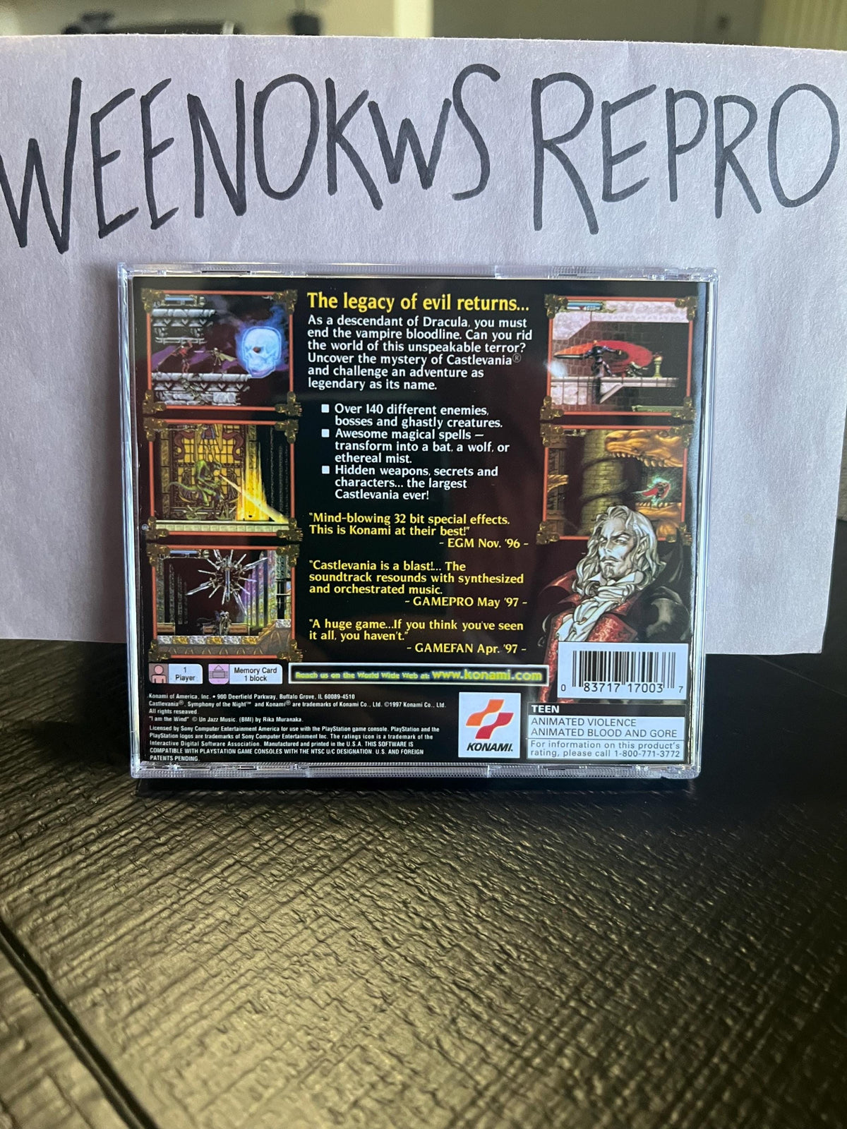 Castlevania Symphony of the Night REPLACMENT CASE No Disc! Ps1