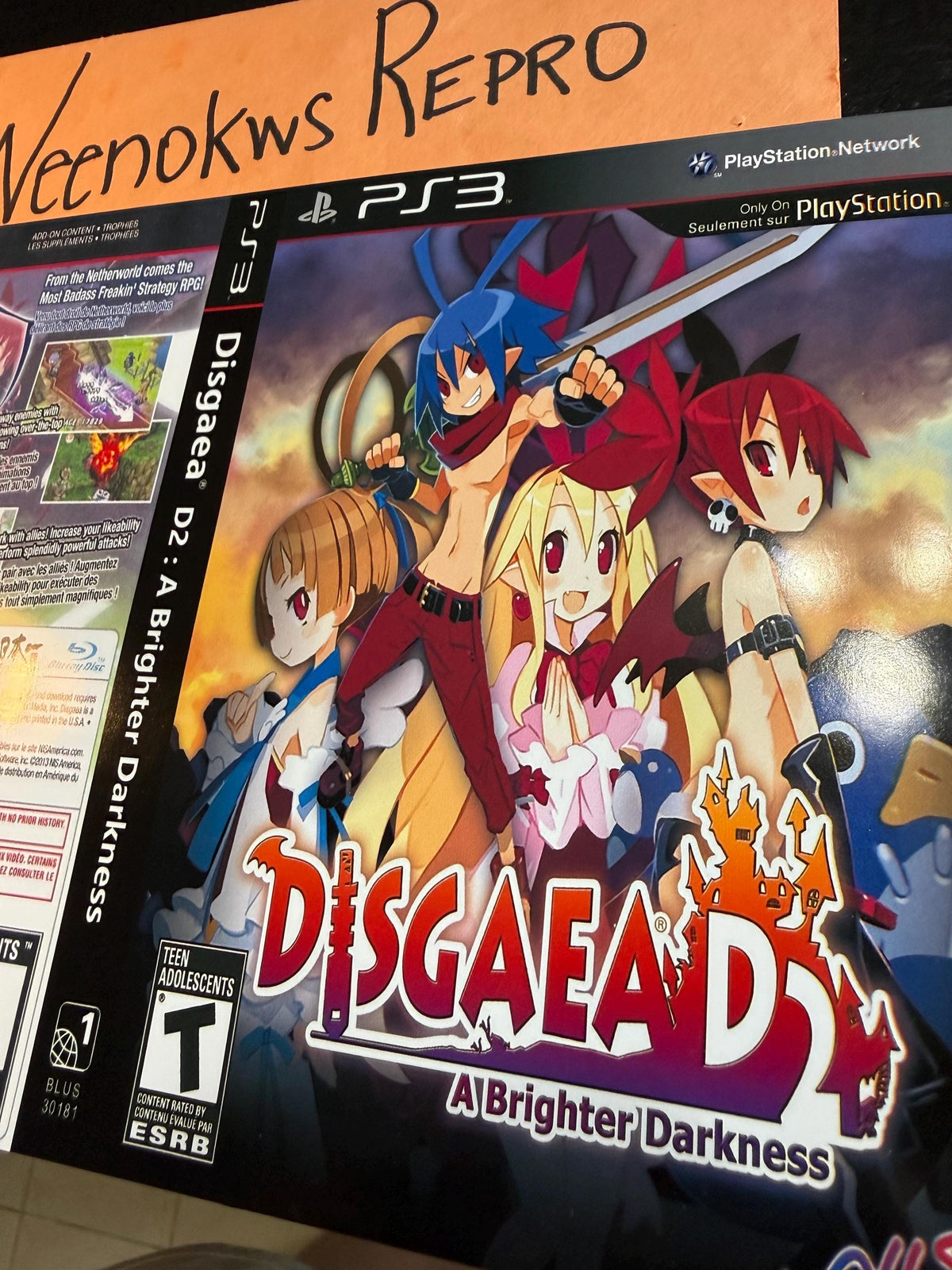 Disgaea D2 A Britghter Darkness REPLACEMENT Artwork Only No Case! Ps3