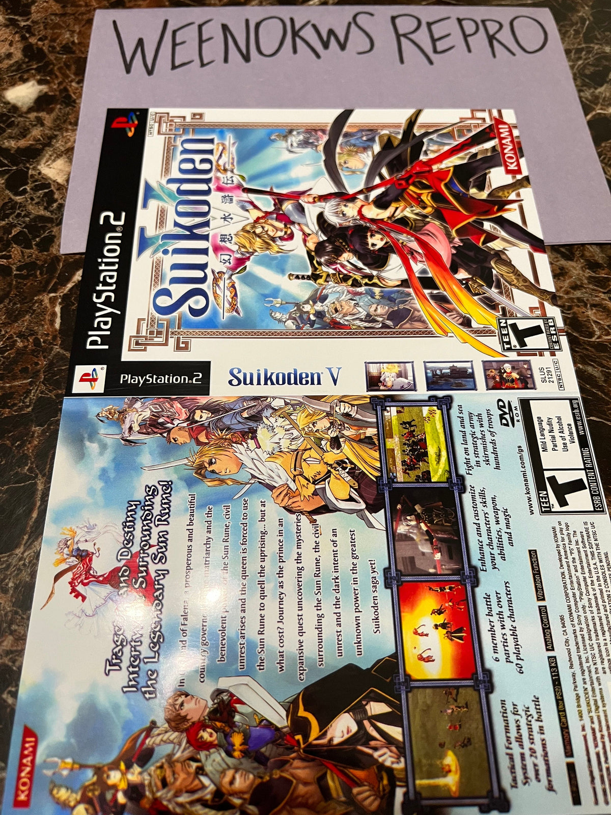 Suikoden V 5 REPLACEMENT Art only No Case!! Ps2