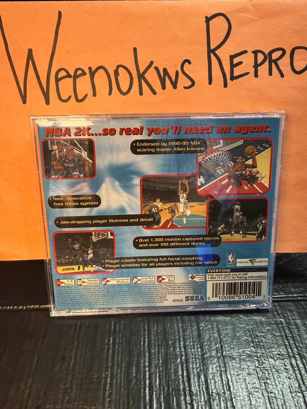 NBA 2k REPRODUCTION CASE No Disc! Dreamcast