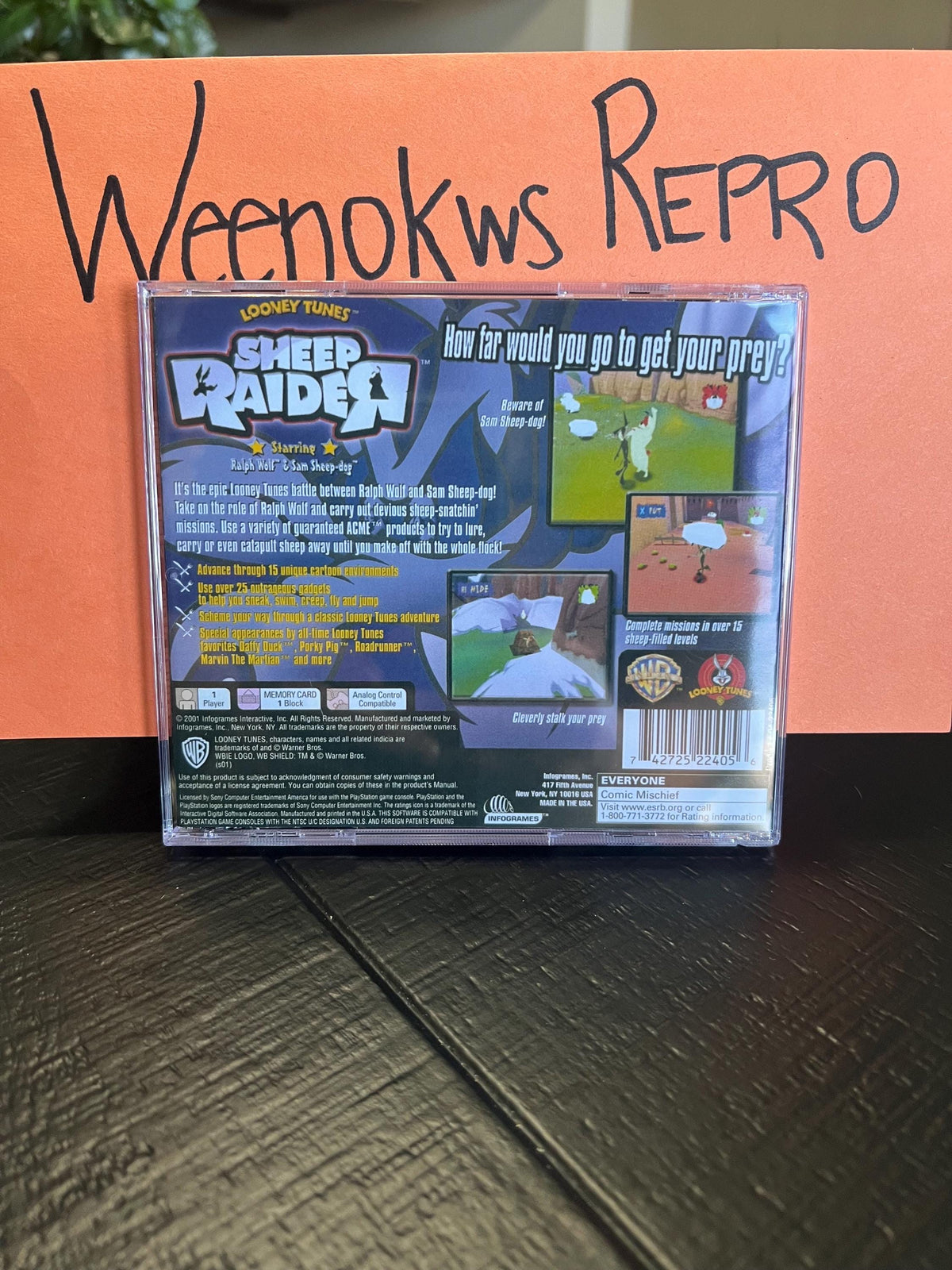 Looney Tunes Sheep Raider REPLACMENT CASE No Disc Ps1