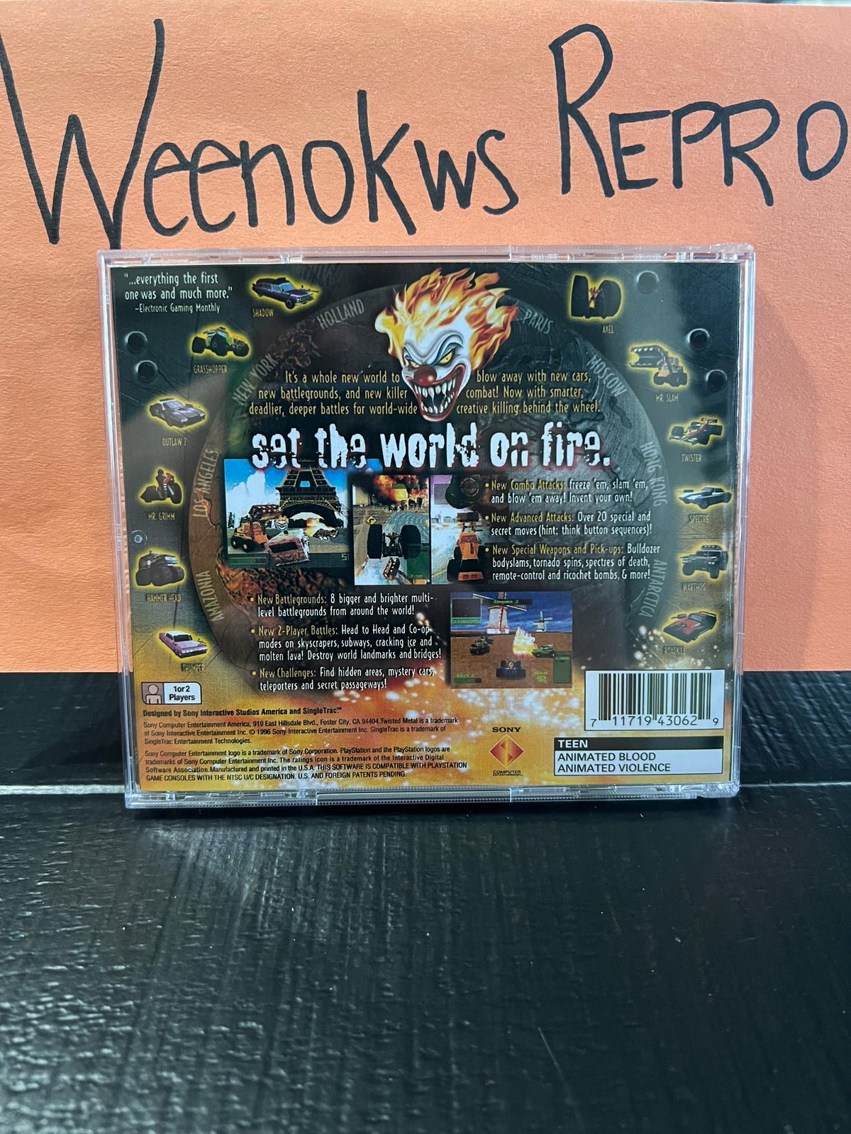 Twisted Metal 2 ps1 REPLACMENT CASE Only No Disc